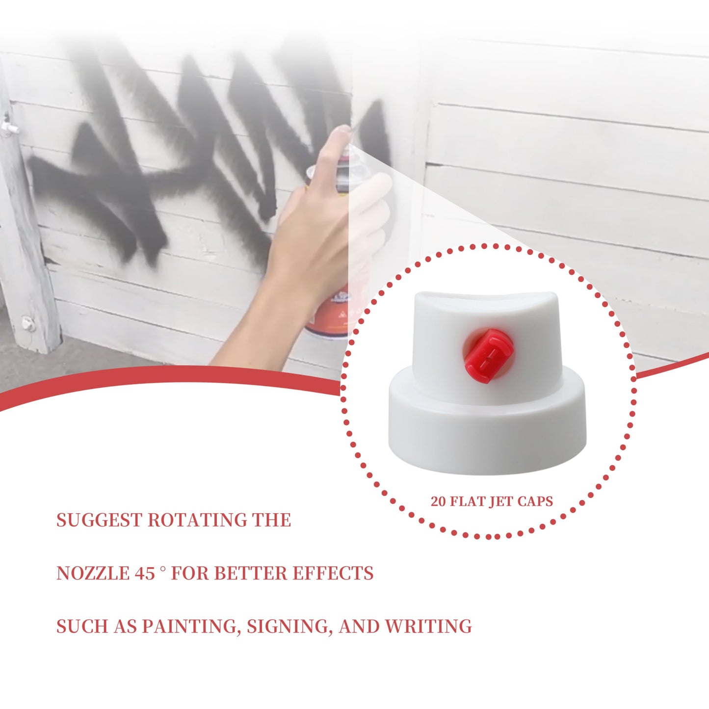 AOQIVIS Montana Cans Flatjet Cap Wide Spray Paint Nozzles for Spray Cans,Pack of 20 Graffiti Art Supplies Montana Caps red