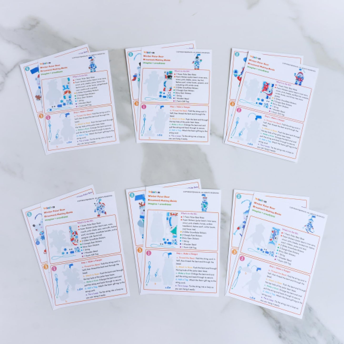 Winlyn 24 Sets Winter Decorations DIY Polar Bear Ornaments Christmas Craft Kits Foam Polar Bear with Snowflake Foam Stickers for Kids Holiday Seasonal Gift Home Classroom Activities Party Favors