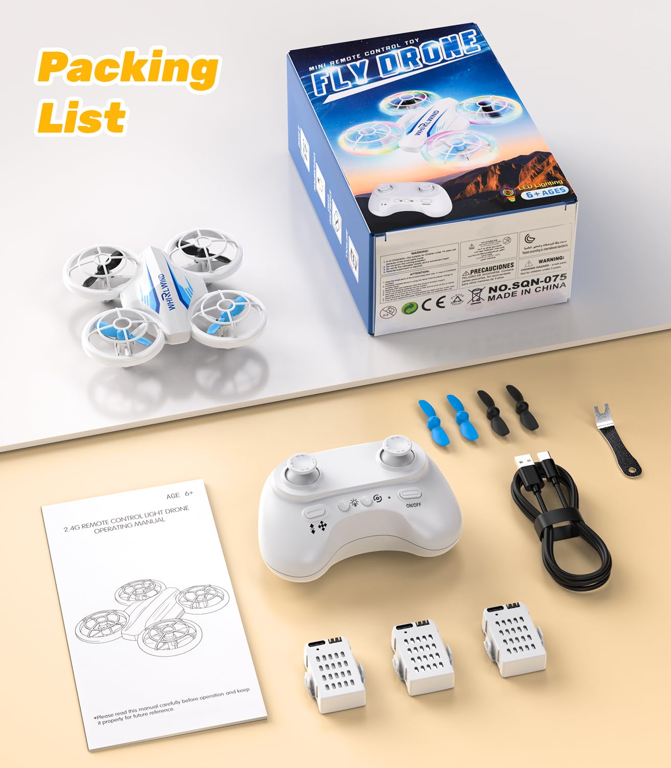 TURNRISE Mini Drone for Kids & Beginners- Kids Drone Mini Flying Toy with 360° Flips, LED Lights, 3 Batteries, 27 Mins Flight Time, One Key Takeoff Indoor Drones Mini RC Drones Gift for Boys and Girls