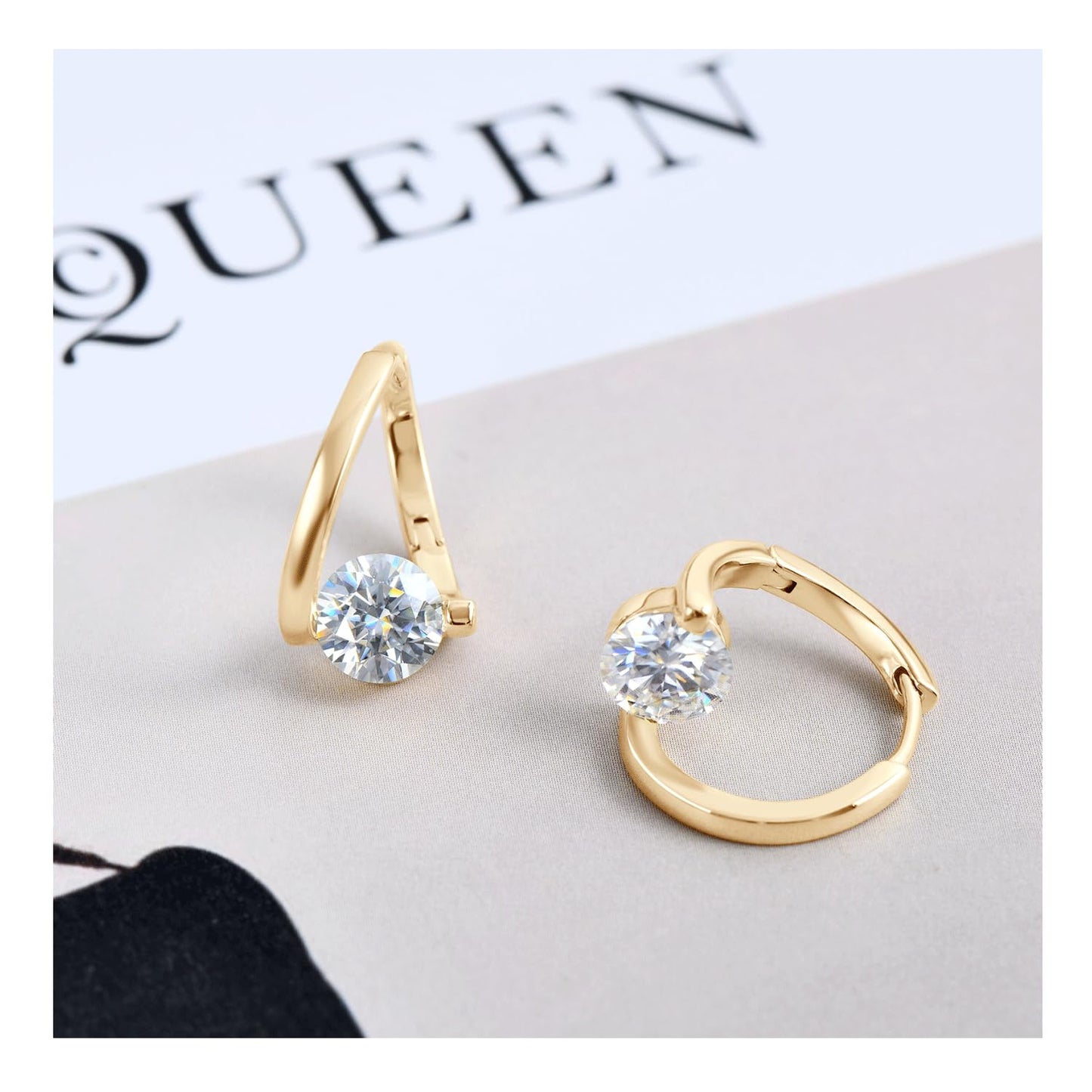 Halolux Lymphvity Germanium Earrings for Women Atheniz Lymphatic Drainage Earrings Gold Silver Cubic Zirconia Hoop Earrings Trendy Jewelry for Women (Gold+Gold)