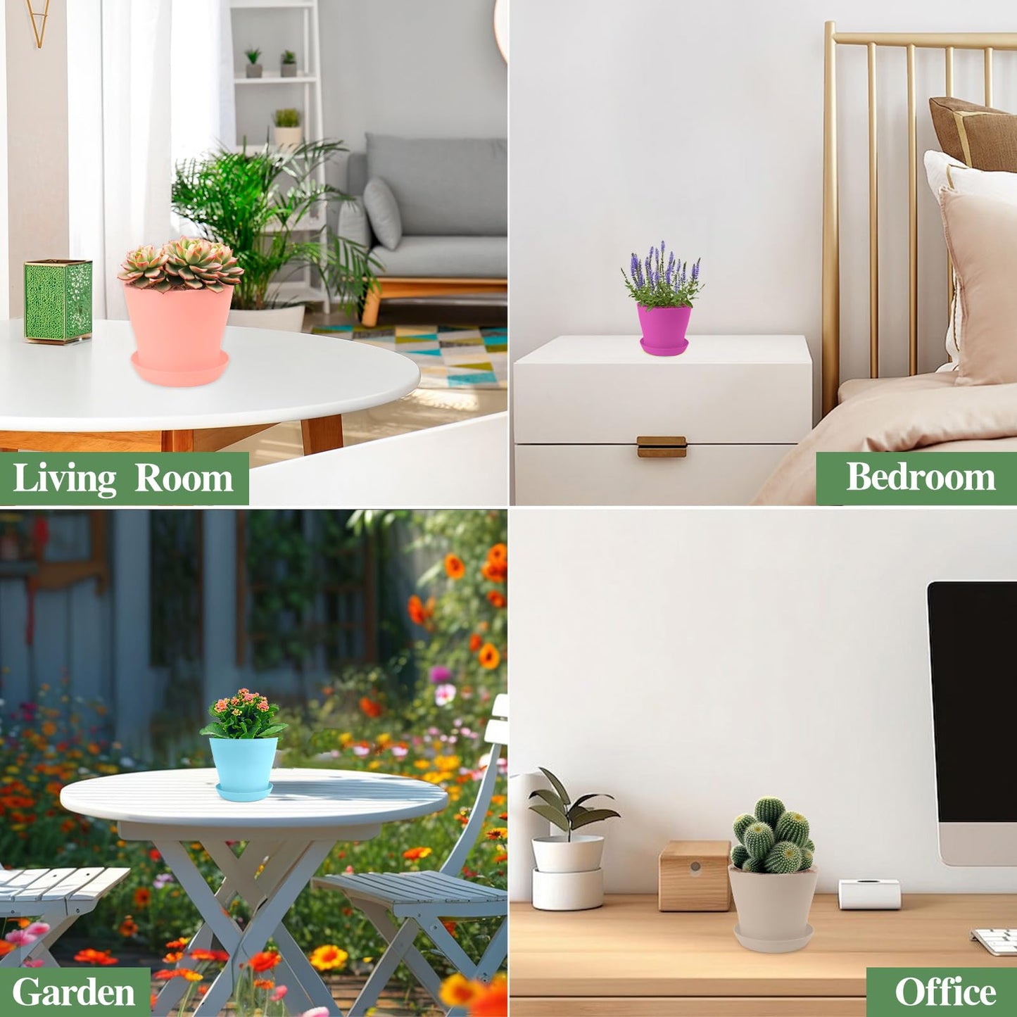 Bluckincle 8 Pack 4.7 Inch Flower Pots and 8 Pack 6.7 Inch Plant Pots Indoor Outdoor