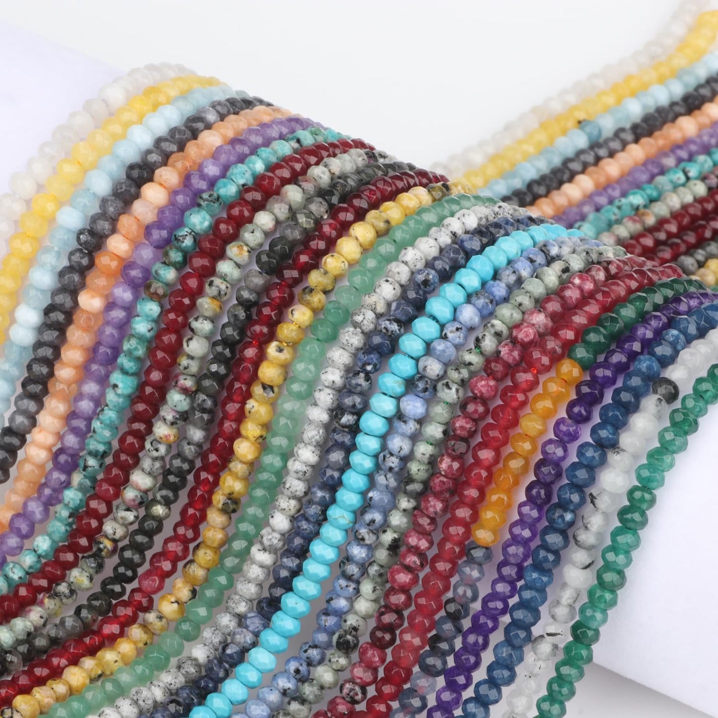 2 String 220PCS 3x5mm Natural Yellow Chalcedony Stone Beads for Jewelry Making, Songxi Facted Loose Gemstone Beads for DIY Bracelet Necklace Making Supplies with Energy Healing Chakra Power