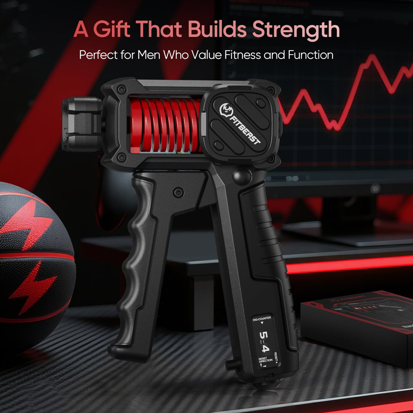 FitBeast Grip Strength Trainer with Built-In Counter, Adjustable Hand Gripper Strengthener 30โ130LB, Forearm Strengthener for Office & Home Training