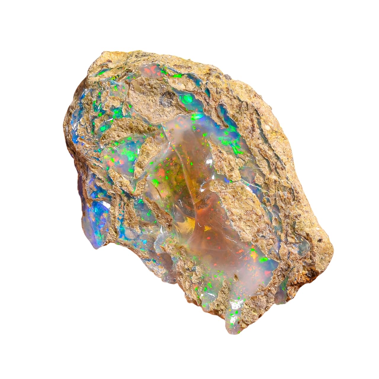 Elegant Wire Fire Ethiopian Opal Rough Loose Gemstone | 23.00 Cts Shiny Raw Crystal Healing Stone for Bracelet Pendant Jewelry Making