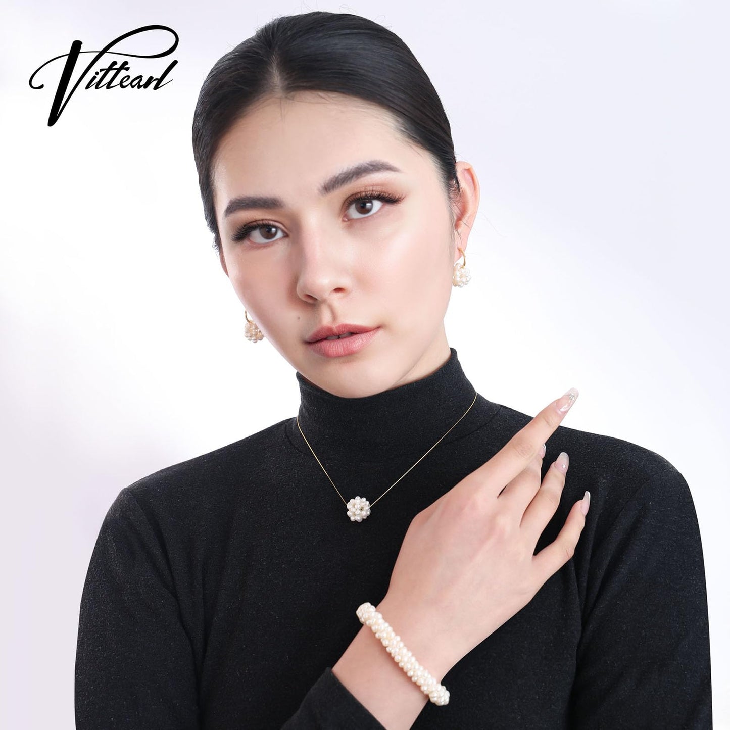 Real Pearl Jewelry Gift for Women, Jewelry Set of Pearl Earrings, Necklace, Bracelet, Western Fine Jewelry for Women