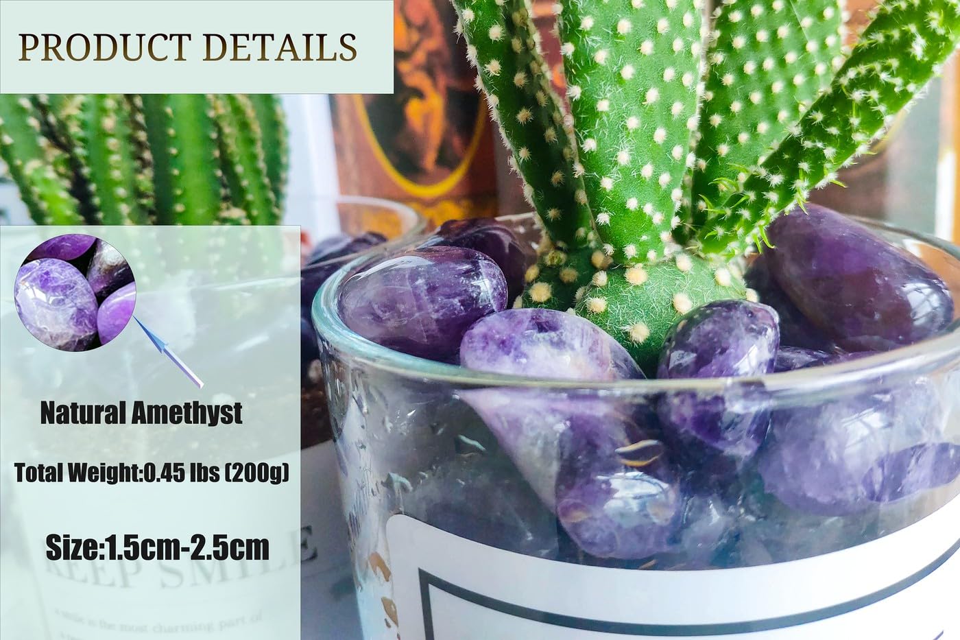 DUQGUHO Amethyst Healing Crystals Stones Set Natural Bulk Crystals Tumbled Polished Irregular Crystal Stones Bulk Rocks 0.45 lbs