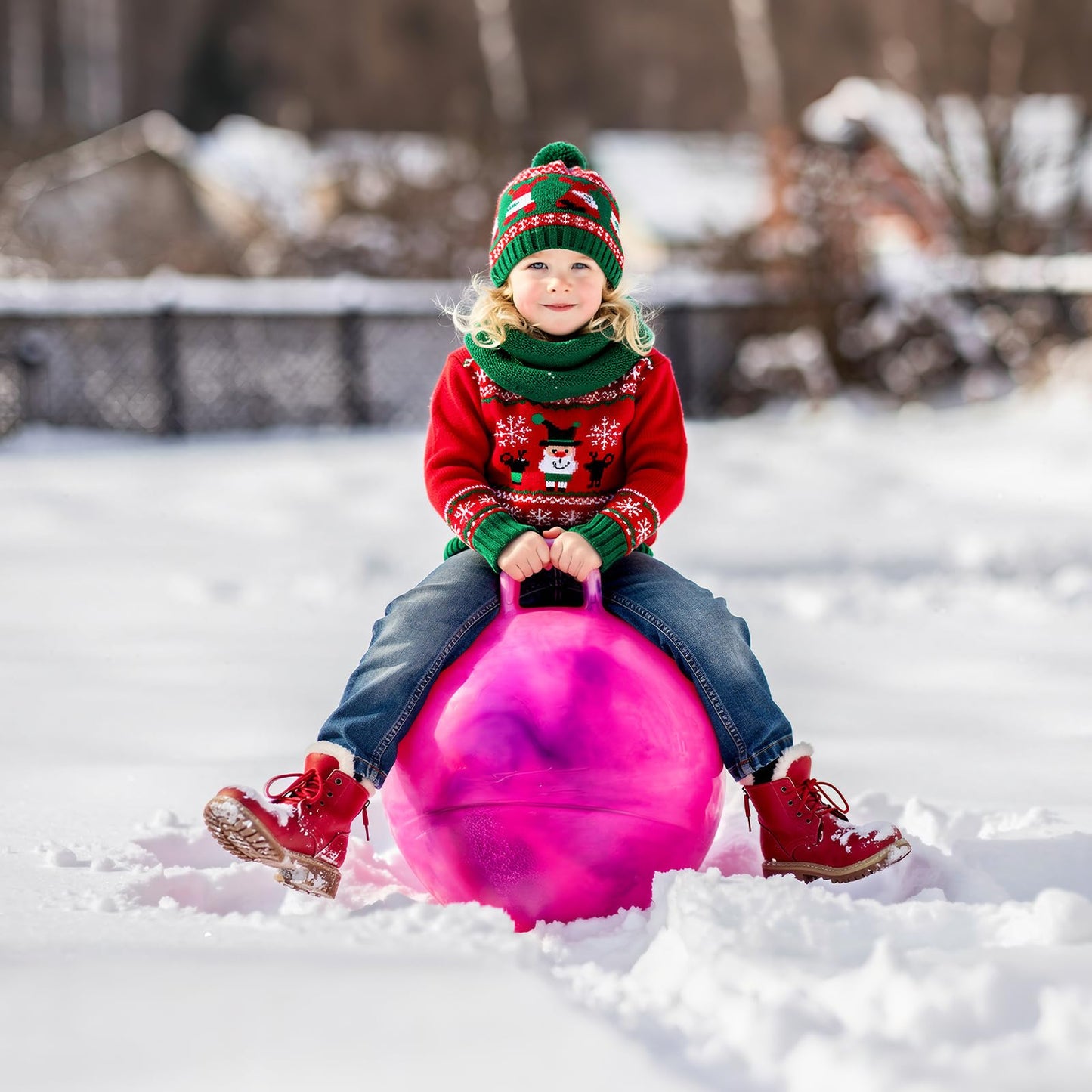 EVERICH TOY Hopper Ball for Kids, 18-Inch Sit On Bouncy Ball with Handle, Purple Pink Clouds Girls Toys - Fun Indoor Active Play, Inflatable Balance Toy, Great Birthday Gifts for 4 5 6 7 8 Years Old