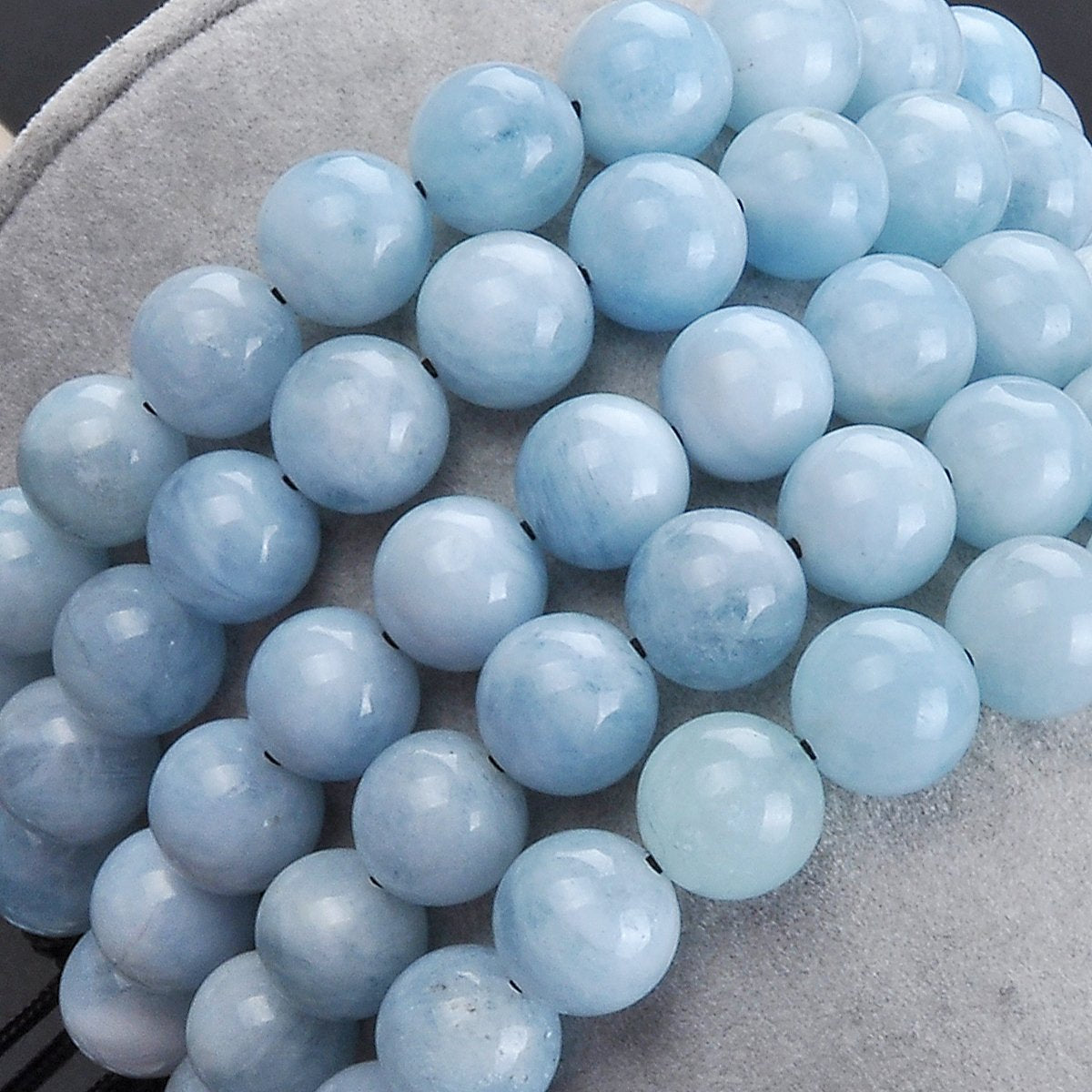 MASSIVE BEADS Gemstone Beaded Bracelets Natural Birthstone Healing Power Crystal Beads Macrame Adjustable(Aquamarine, 8mm)