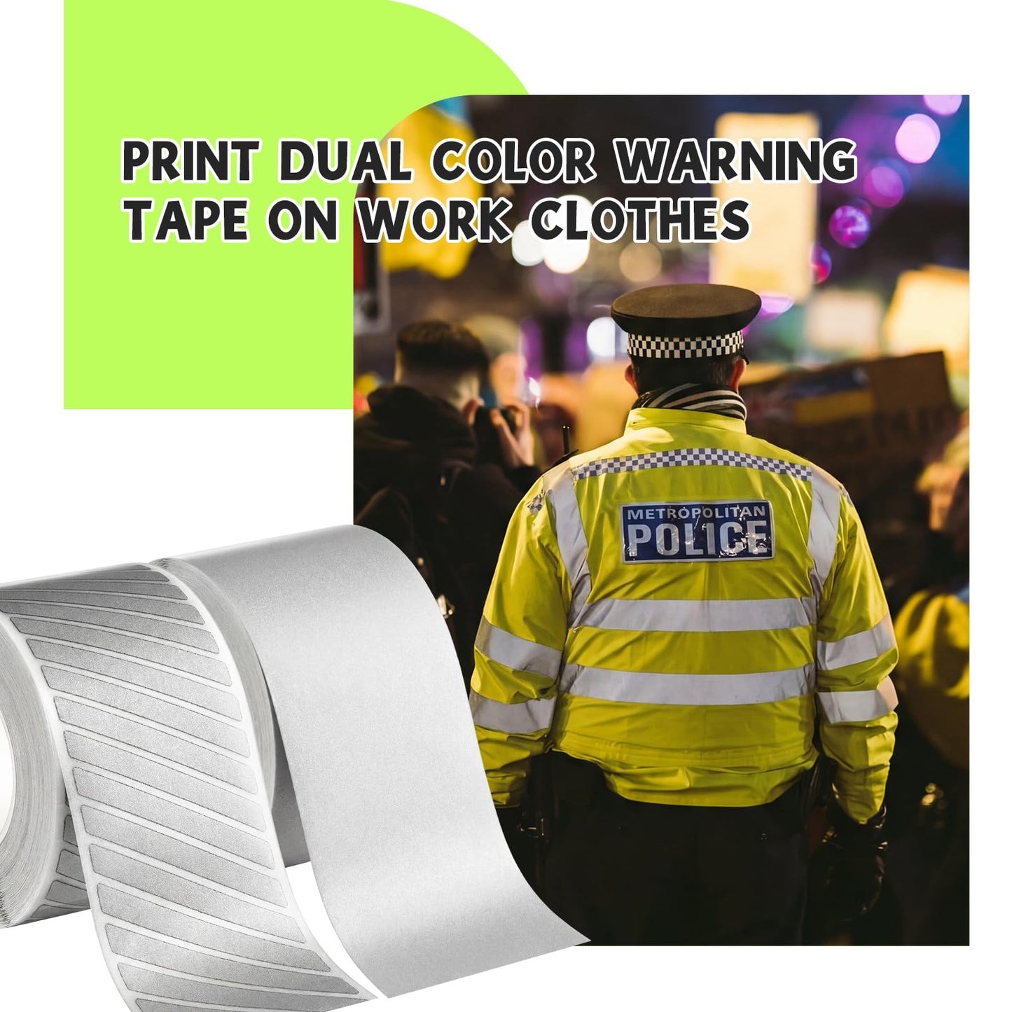 Crowye 2 Pcs 2" x 33ft/11 Yard High Visibility Reflective Heat Transfer Vinyl Tape Silver Iron on Fabric Clothing Tape Safety Heat Transfer Film Supplies for Shirts, 2 Styles(Stripe, Plain, Silver)