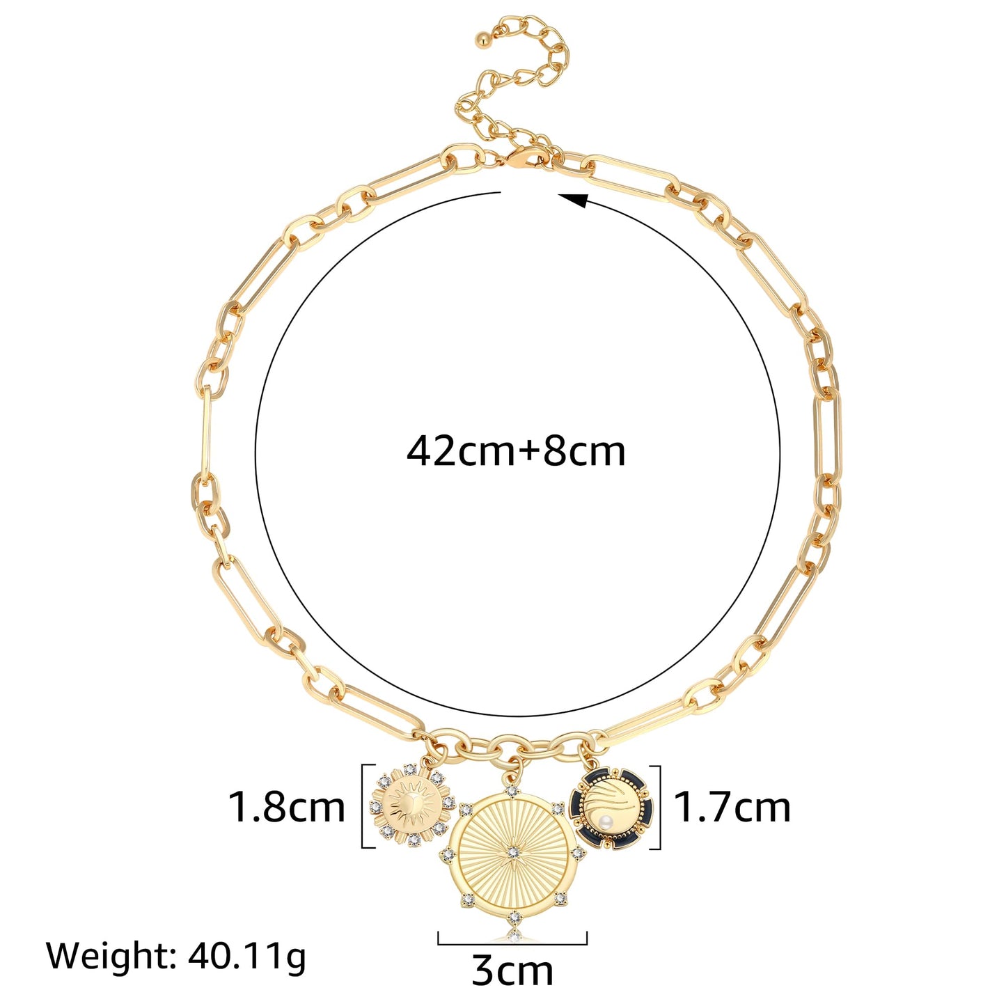BONJOULRY Chunky Gold-Plated Necklace for Women Charm Necklace for Women Paperclip Chain Sunflower Necklace Chunky Jewelry Fashion Hip Hop Gift