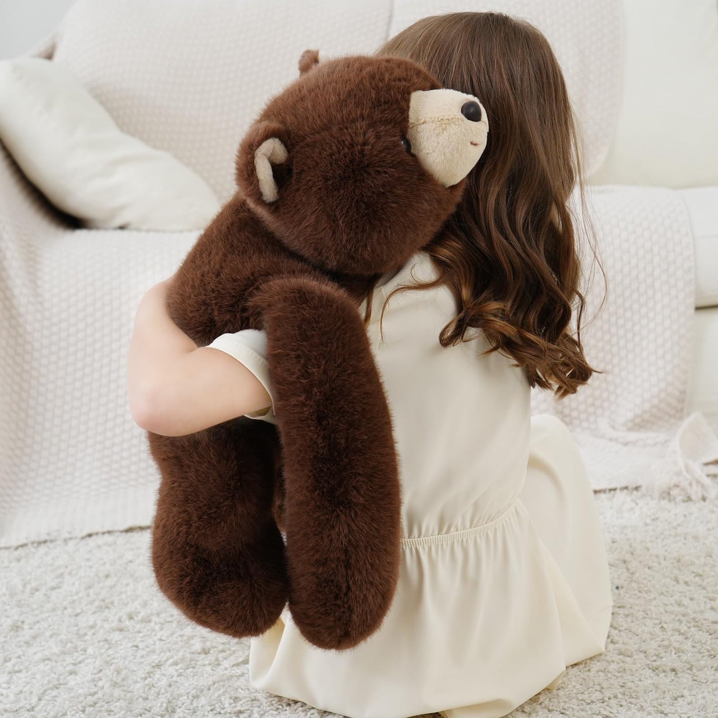 YGZE Weighted Bear Stuffed Animal Brown Bear Plush Toy 24 Inch 4 Pound Soft Fur Long Arms Hugging Toy Cozy Gift for Kids Adults Christmas and Birthdays