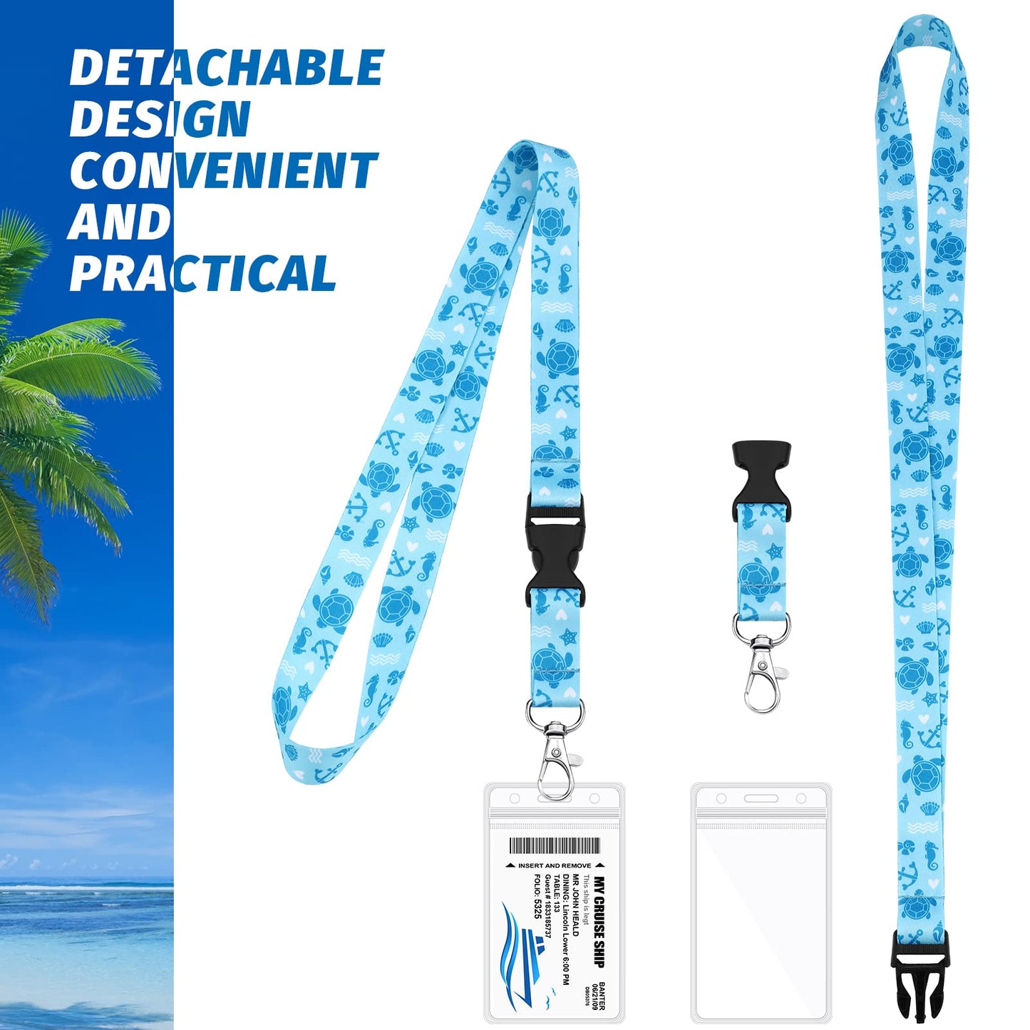 20 Pack Cruise Lanyards Carnival Cruise Lanyard with ID Holder Waterproof Cruise Lanyard Detachable Buckler for Cruise Ships Cards Women Men Cruise Accessories