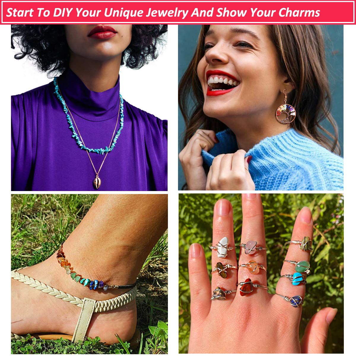 Natural Chip Stone Beads for Jewelry Making, Irregular Gemstone Loose Beads Crushed Chunked Crystal Pieces Rock Beads Hole Drilled for DIY Art Crafts (Red Jasper)