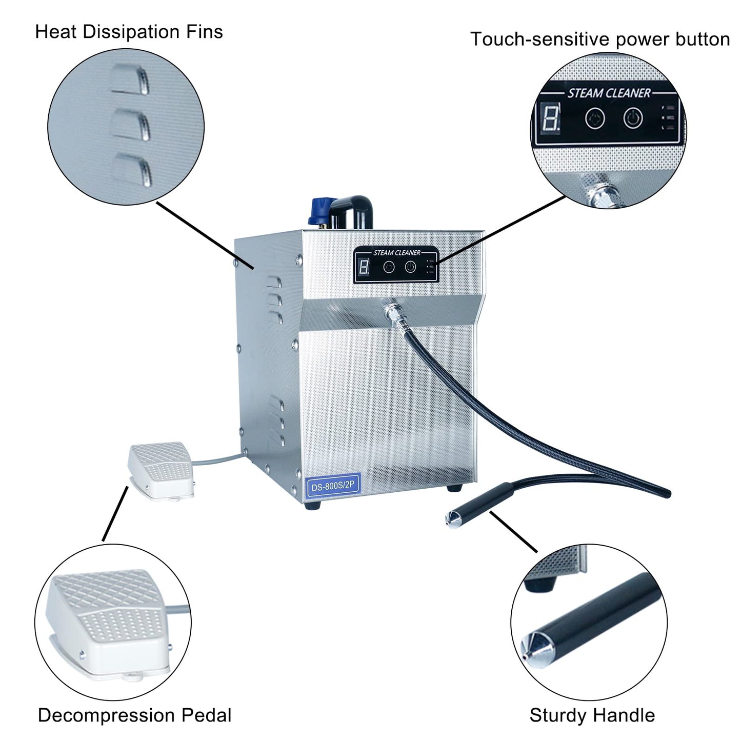 TDRRICH Jewelry Steam Cleaner Professional Adjustable Machine High Pressure Steamer 2L Stainless Steel Commercial Vapor Jewelry Silver Gold Cleaning Equipment Suitable for Jewelry Stores Studios