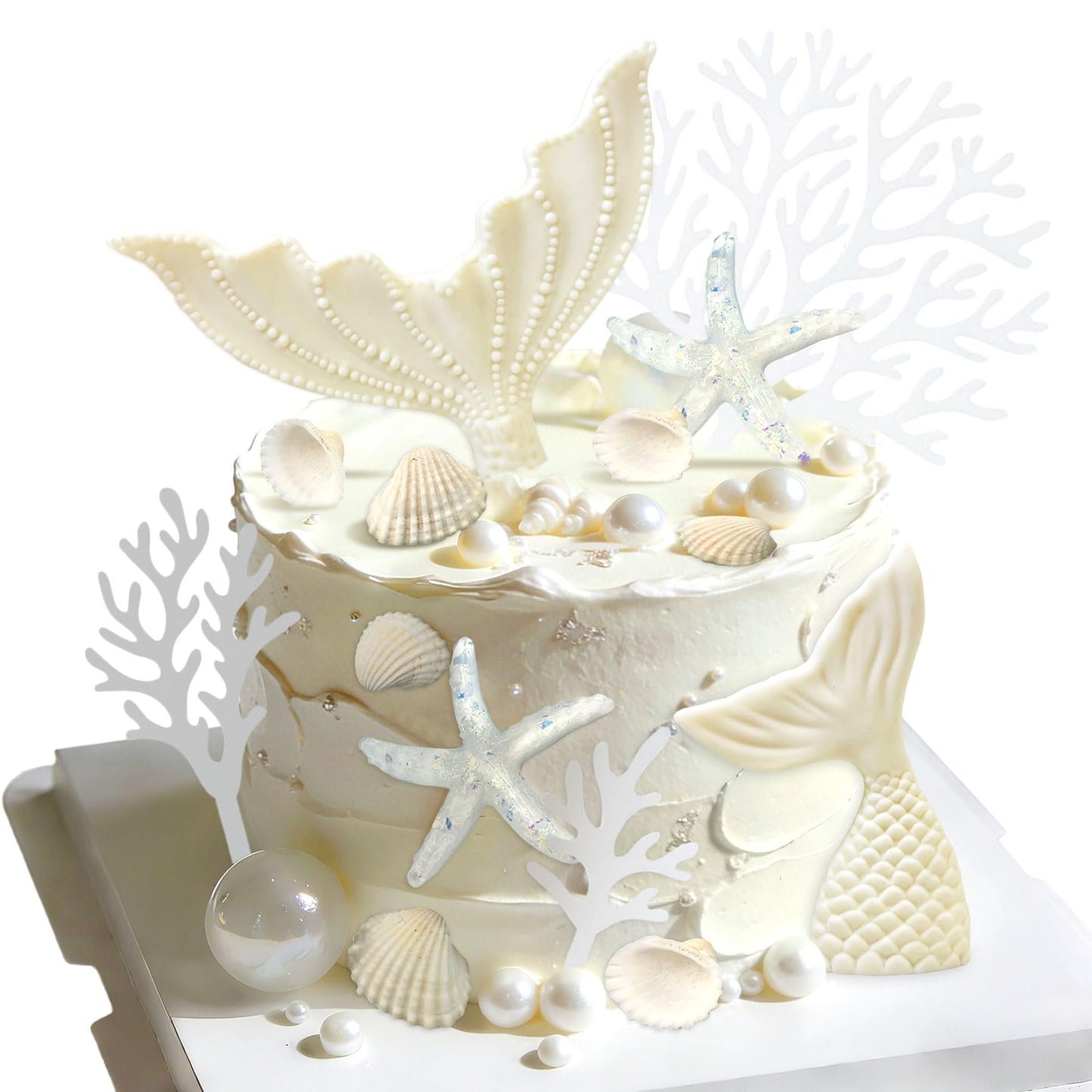 Under the Sea Cake Topper Seashells Mermaid Cake Decorations Under the Sea Ocean Birthday Party Decorations Beach Baby Shower Wedding Party Supplies