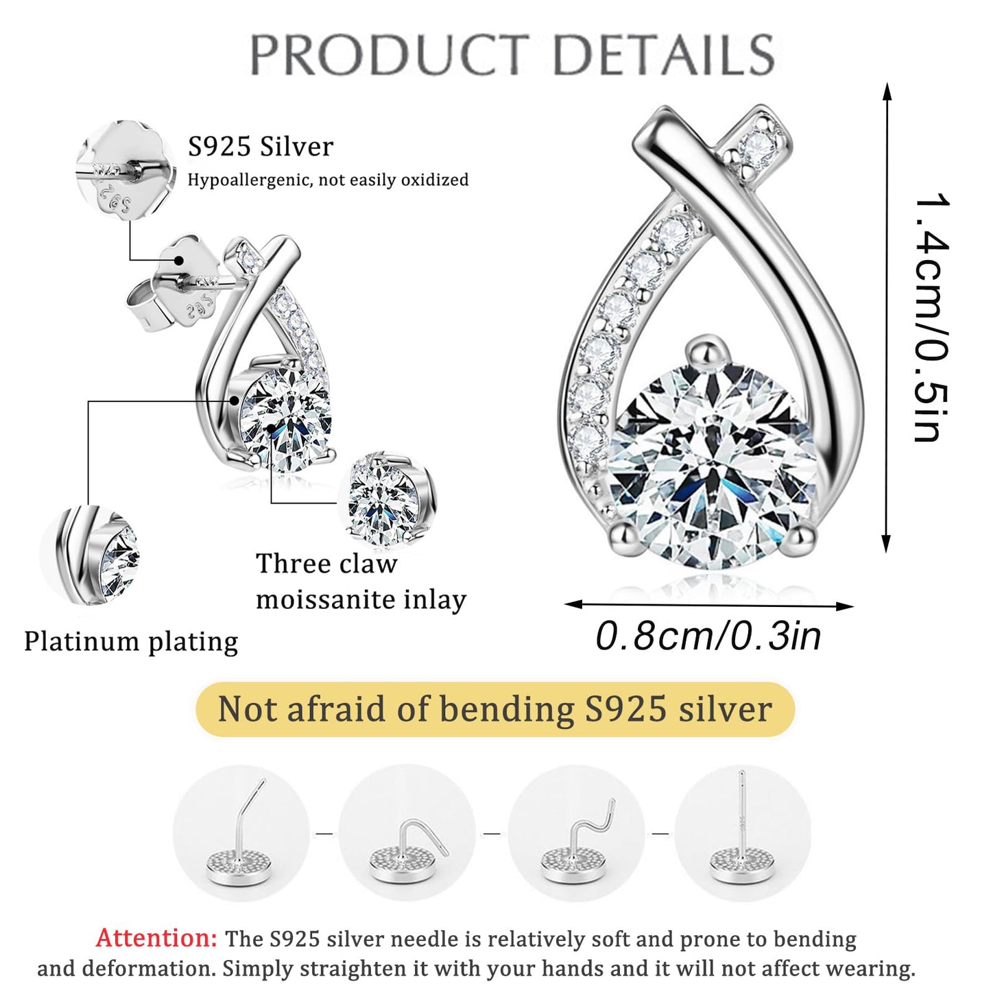 Lucpee Lymphatic Earrings, Slimaoo Halolux Lymphvity Germanium Earrings Lymph Flow Drainage Detox Magnetogen Acupuncture Therapy Slimming Sparkly Zircon Jewelry Gift (Silver)