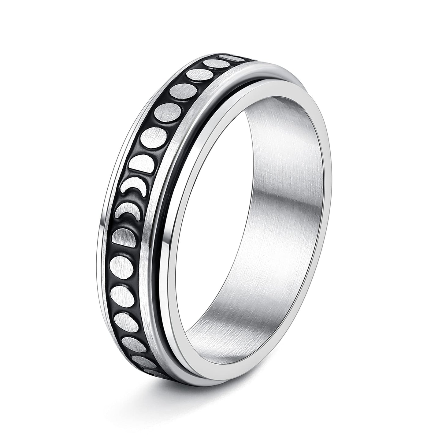 Magitaco Spinner Rings Stainless Steel Anxiety Rings Moon Star Flower Lunnar Phase Fidget Rings for Anxiety for Women Men