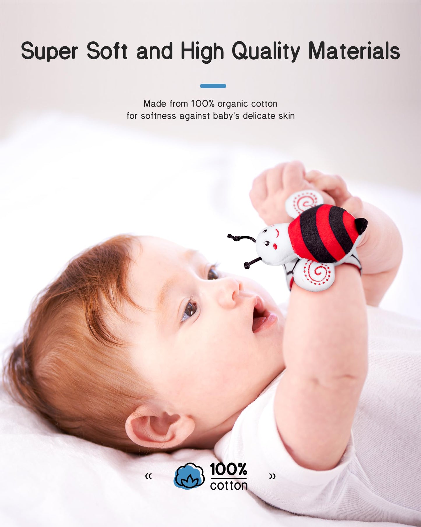 Infinno High Contrast Baby Toys Infant Rattle Socks and Wristband Set, Ideal Baby Sensery Toy Gifts for Newborn 0-12 Months, Perpect Black and White Toys for Boys and Girls As Baby Shower Gifts