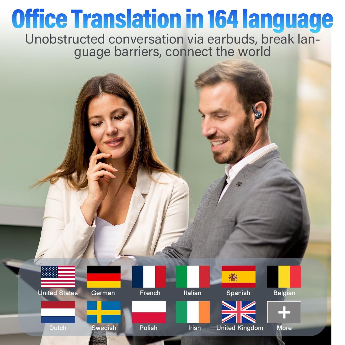 Jesebang AI Translation Earbuds Real Time, 164 Language Translator Earbuds, 3-in-1 Bluetooth 5.4 Translation Headphones with 7 Translation Modes