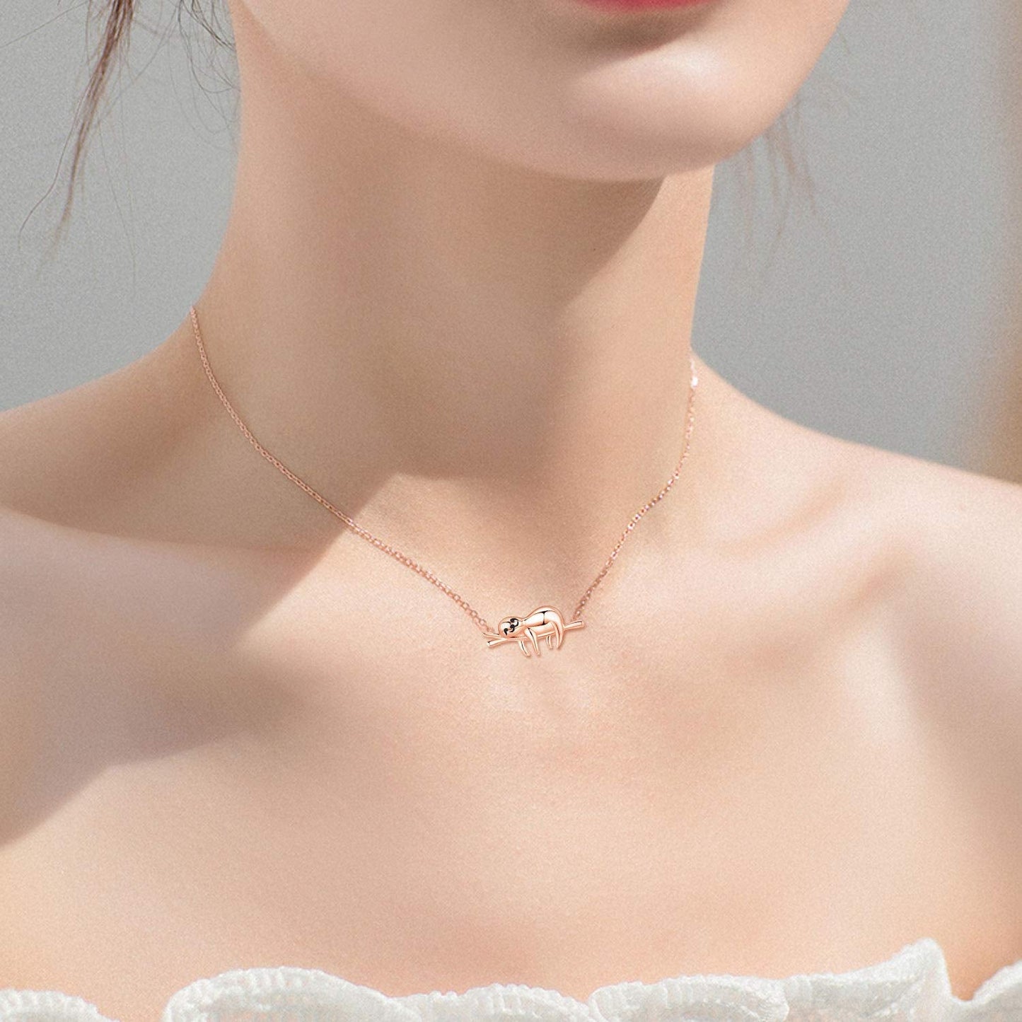 JUSTKIDSTOY Sloth Gifts for Women 925 Sterling Silver Cute Sloth Animal Pendant Necklace “Slow Down Be Happy” Animal Jewelry Graduation Gifts for Girlfriend Wife Daughter