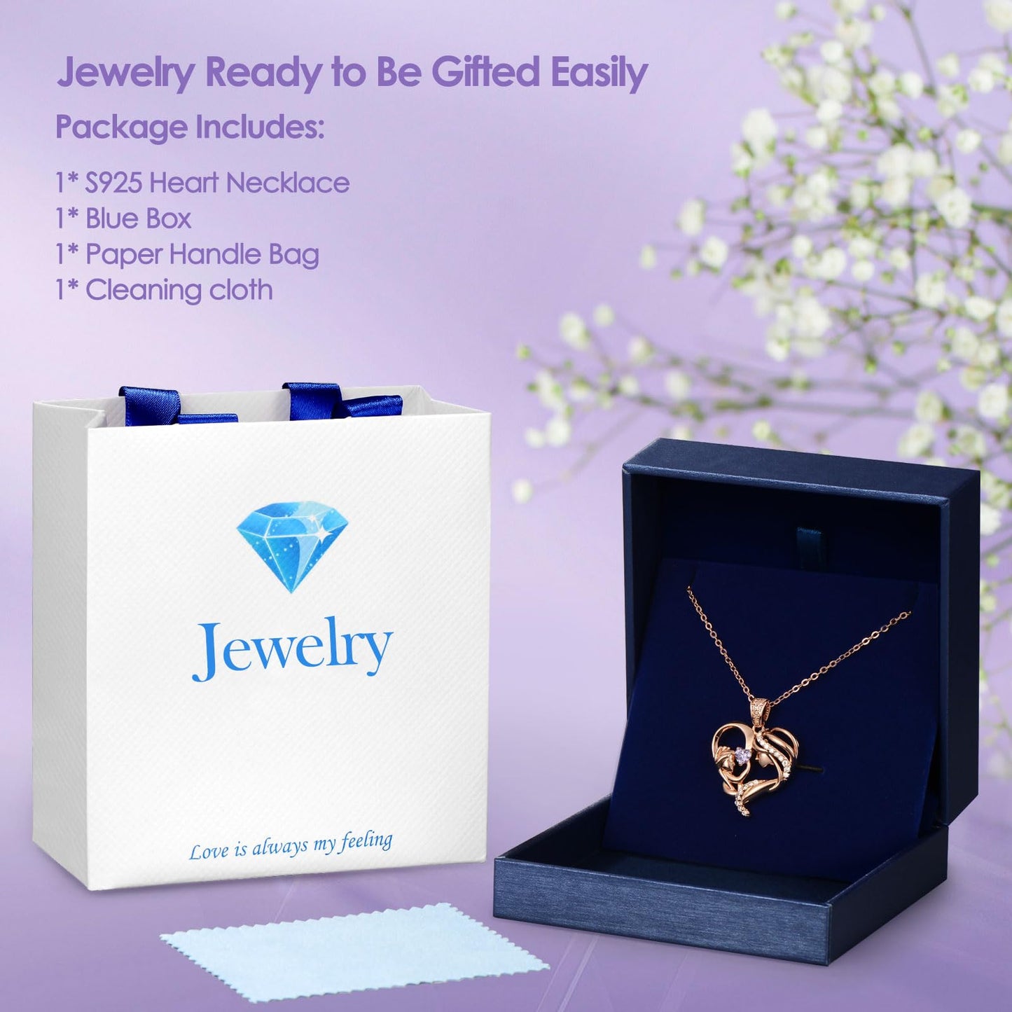Zifeel Mothers Day Gifts for Mom Wife Her Grandma, S925 Sterling Silver Birthstone Necklaces Jewelry for Women, Mother's Day Love Heart Pendant Necklace for Anniversary Birthday Christmas Day
