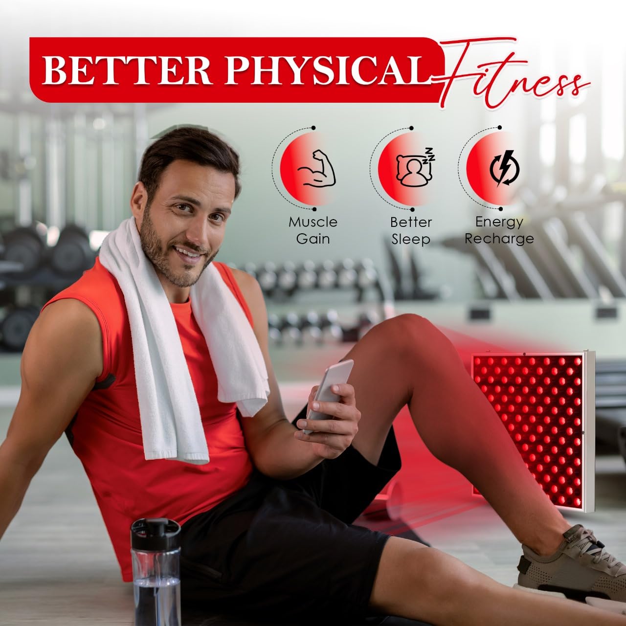 Red Light Therapy Panel for Face & Body β 45W 660nm Deep Red & 850nm Near Infrared Light Therapy Device β Skin Care, Pain Relief, Muscle Recovery & Hair Growth β Adjustable Hanger