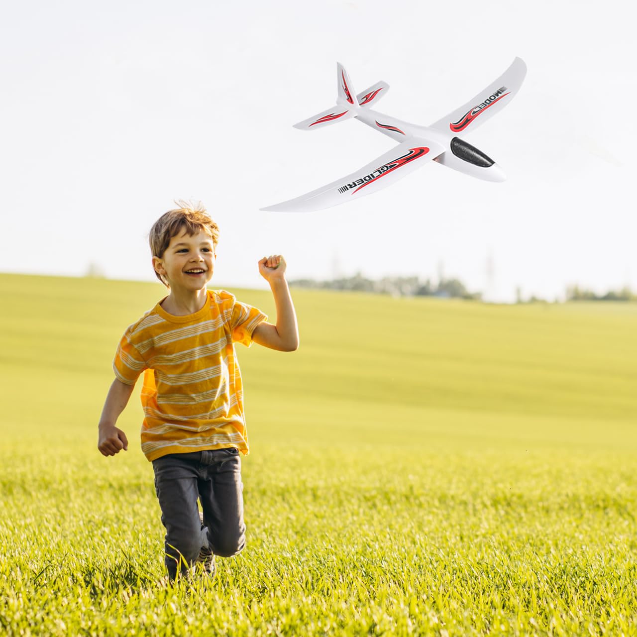 NUOBESTY Airplane Toy, 39" Large Throwing Glider Plane 2 Flight Modes Foam Glider Airplane for Kids Flying Plane Toys for Boys, Girls to Play Outdoors, Party Favors