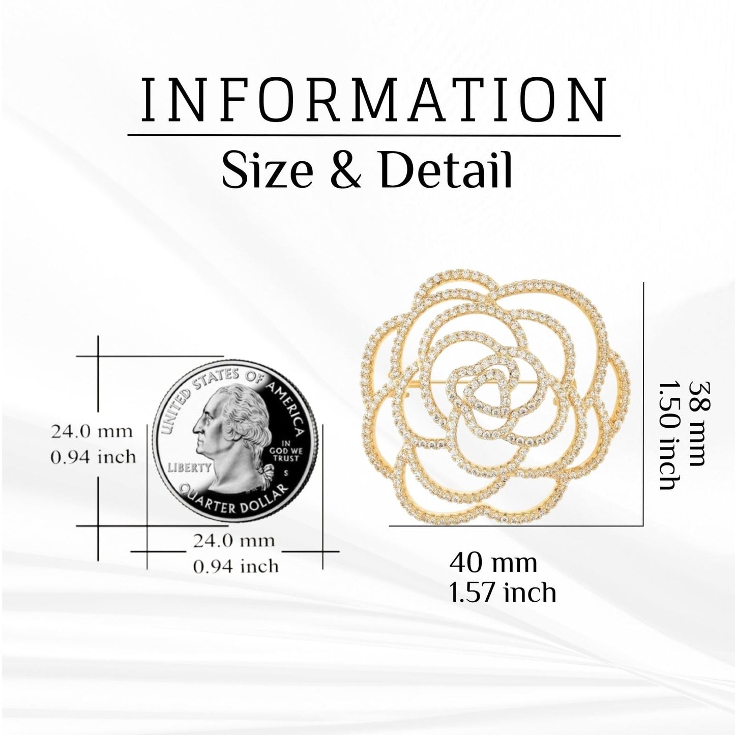 EMEGCY Camellia Brooch for Women Camellia Rhinestone Brooch Rose Pin Gold Plated Camellia Lapel Pin Jewelry Gift for Mom Wife