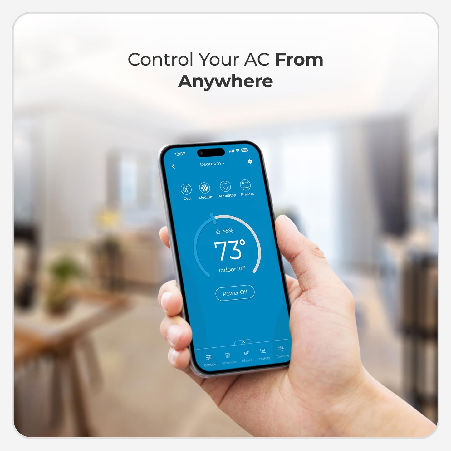 Breez Max | AHR Product of The Year Smart AC Controller | WiFi Thermostat for Mini-Split, Window, Portable AC/Heat Pump | AI-Based Tech | Free App, No Subscription | Alexa, Google, IFTTT etc. (Black)