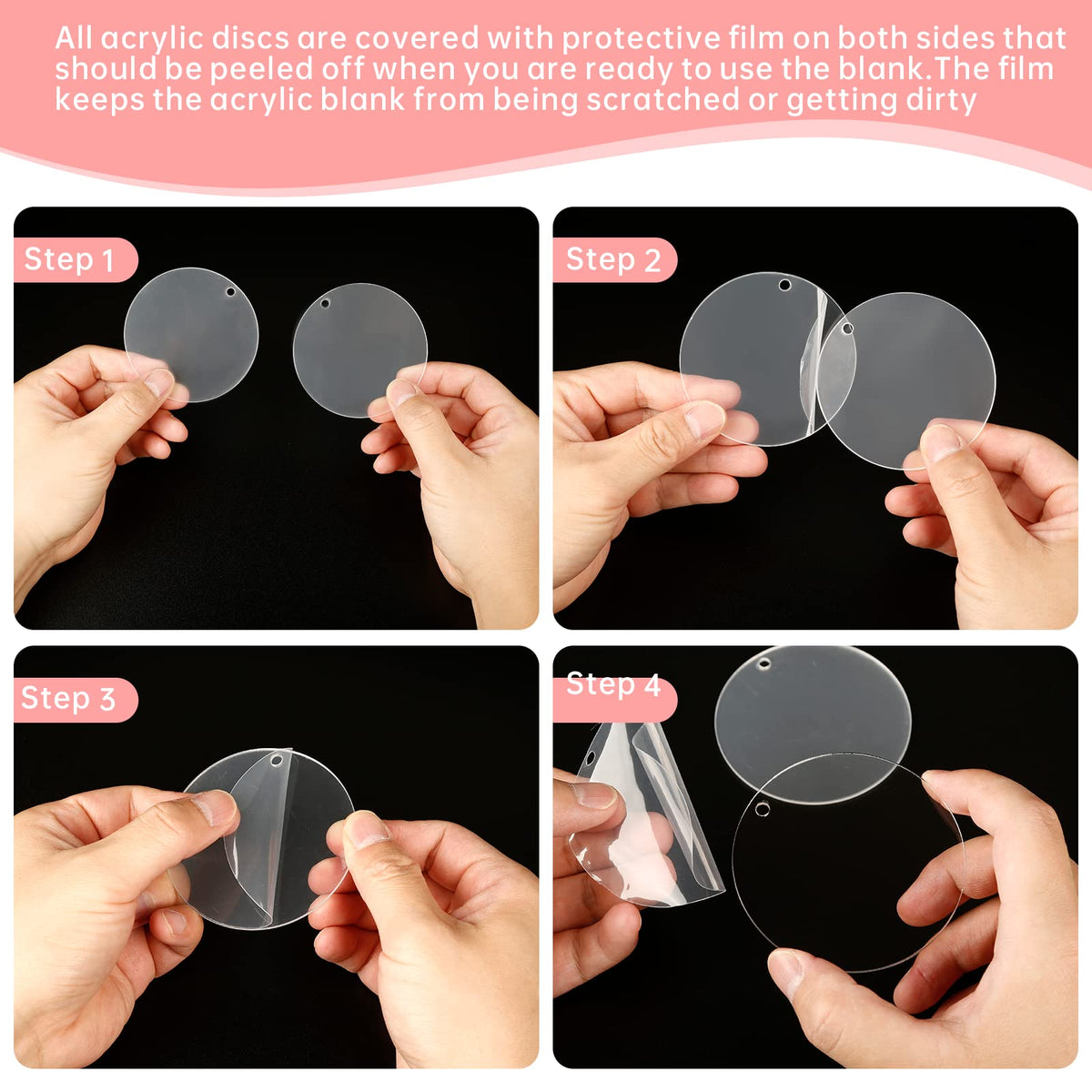 Senbota 100 Pcs Round Acrylic Keychain Blanks 2Inch Circle Blanks with Hole,Clear Acrylic Discs Circles Bulk for Keychains Ornament Painting and Vinyl Crafts Projects