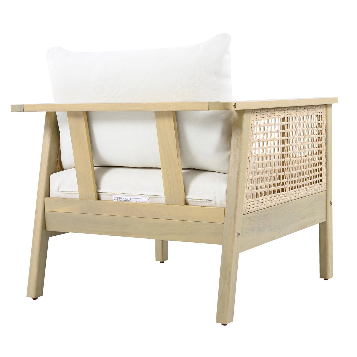 Christopher Knight Home Teras 8-Seater Patio Furniture Set with Removable Cushion, 5 Piece Outdoor Acacia Wood Conversation Set, Sold Wood Outdoor Sectional Sofa Set with Coffee Table,Light Teak+Cream