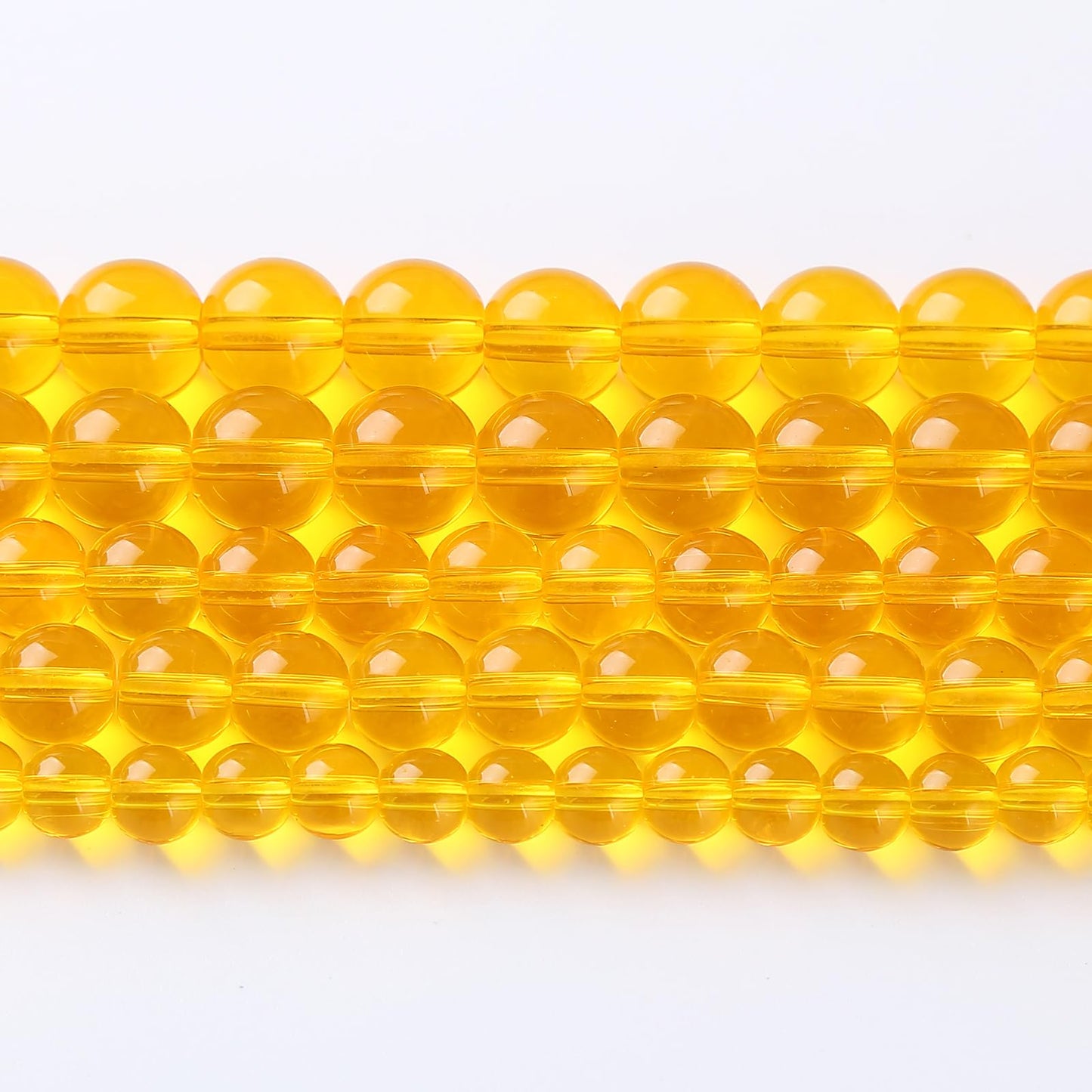 32pcs 12mm Smooth Yellow Crystal Glass Beads Citrine Round Loose Beads for Jewelry Making DIY Bracelet Necklace 15" Energy Healing Power Stone Beads