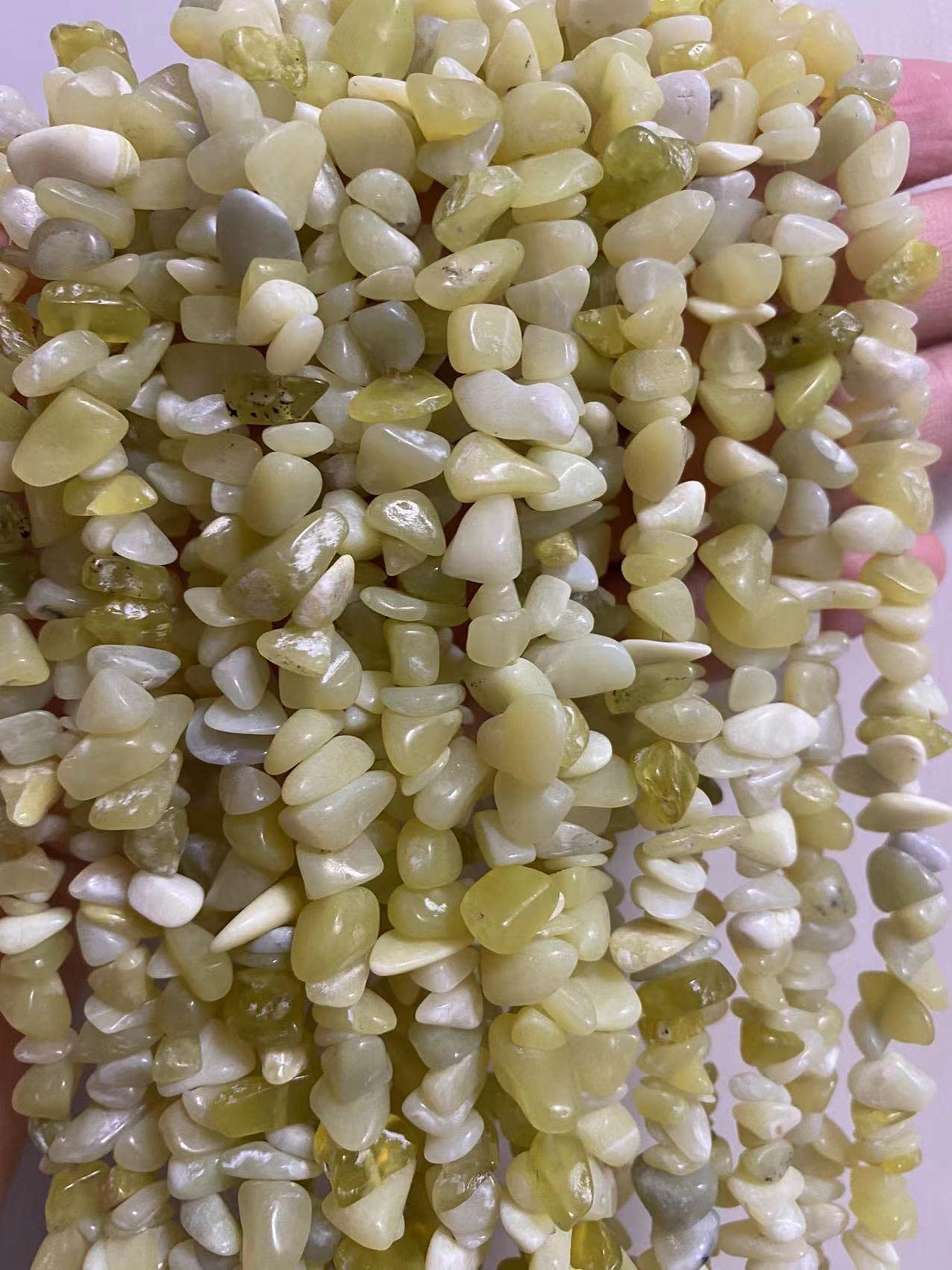 jodaying 7-8mm Natural Lemon Jade Gemstone Chips Healing Gravel Bracelets Necklace Kit Irregular Tumble Stone Beads DIY Crafts Design Jewelry Making 32"
