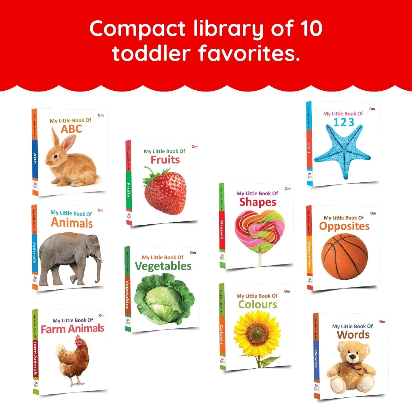 My First Library Boxset of 10 Board Books for Kids, Babies, Toddlers (Ages 1–3) Learn ABC, Numbers, Colors, Animals & More Learning (English Edition) Mini Book Gift Set Baby Showers, Birthdays & Preschool