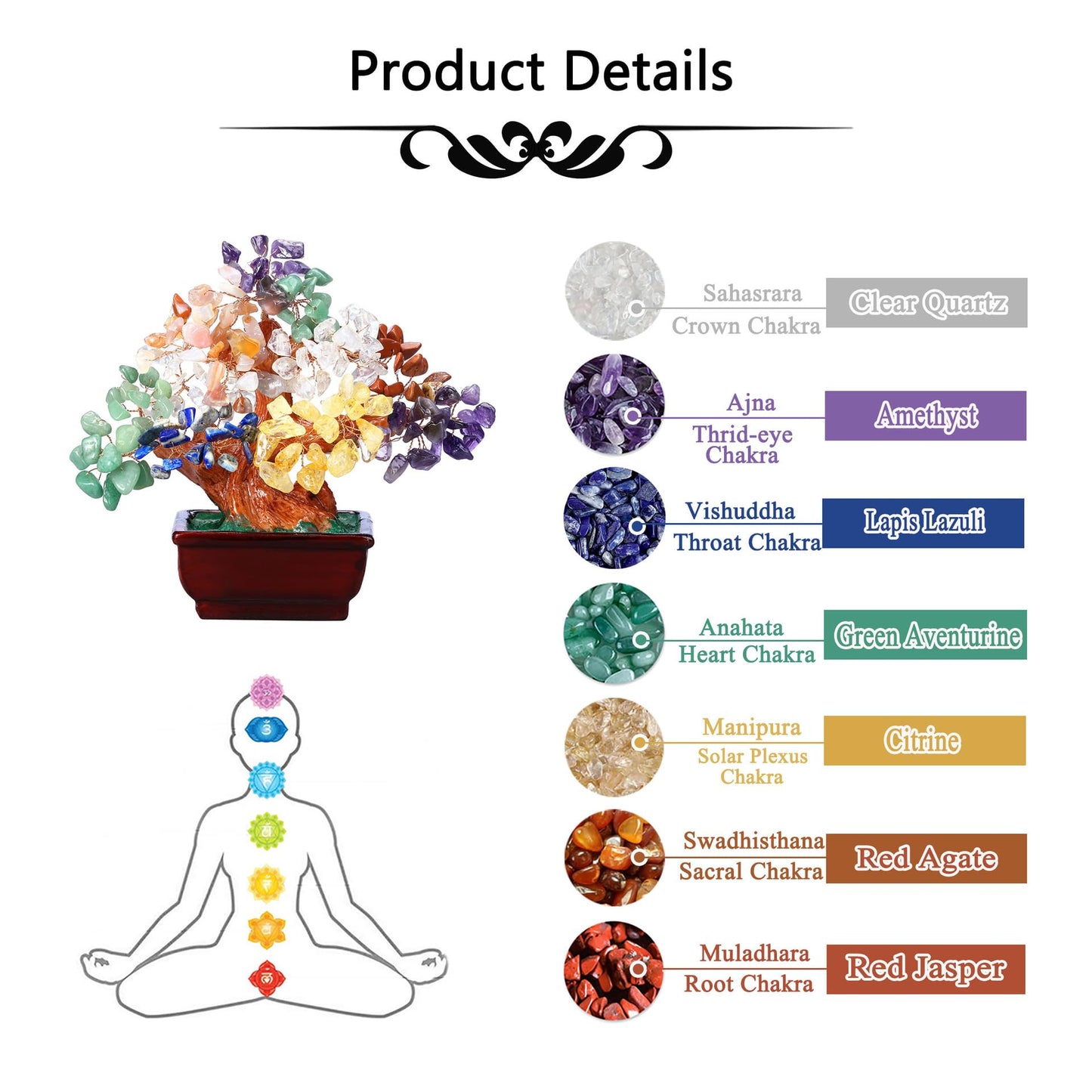 AzureLeap Feng Shui Quartz Crystal Money Tree Bonsai Style Decoration for Luck and Wealth (Purple)