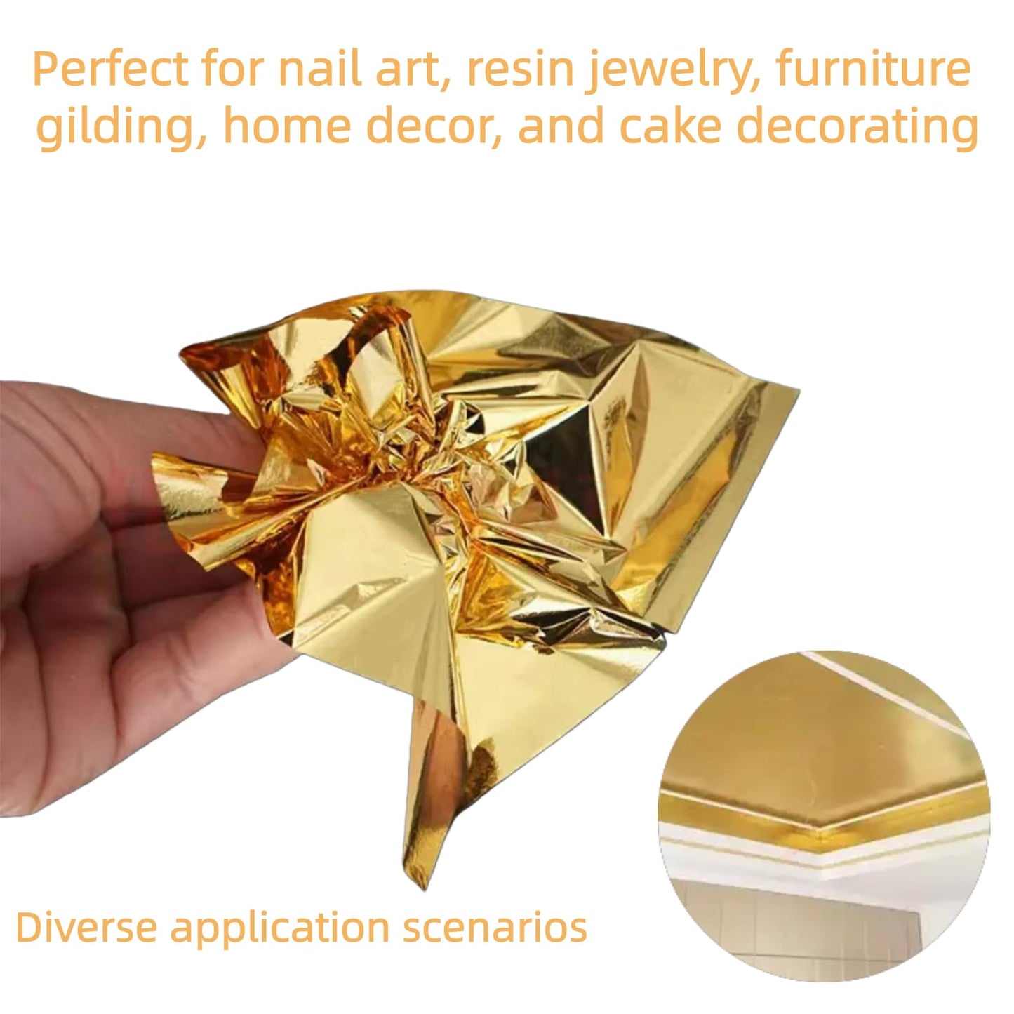 dshyuauoci 100 Sheets Gold Leaf, Premium 24K Gold Foil Sheets 3.15×3.15 Inches Craft Art Decoration Perfect for Decorating Cakes Art DIY Projects Nail Art Phone Cases Photo Frames Gold Plating
