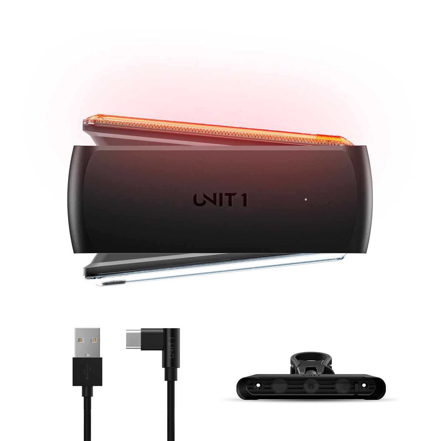 UNIT 1 Smart Light Pro Dual Pack with Wireless Charging Case - Front and Rear Bike Lights for Night Riding - Syncs with Aura and FARO Helmets for Turn Signals and Brake Lights