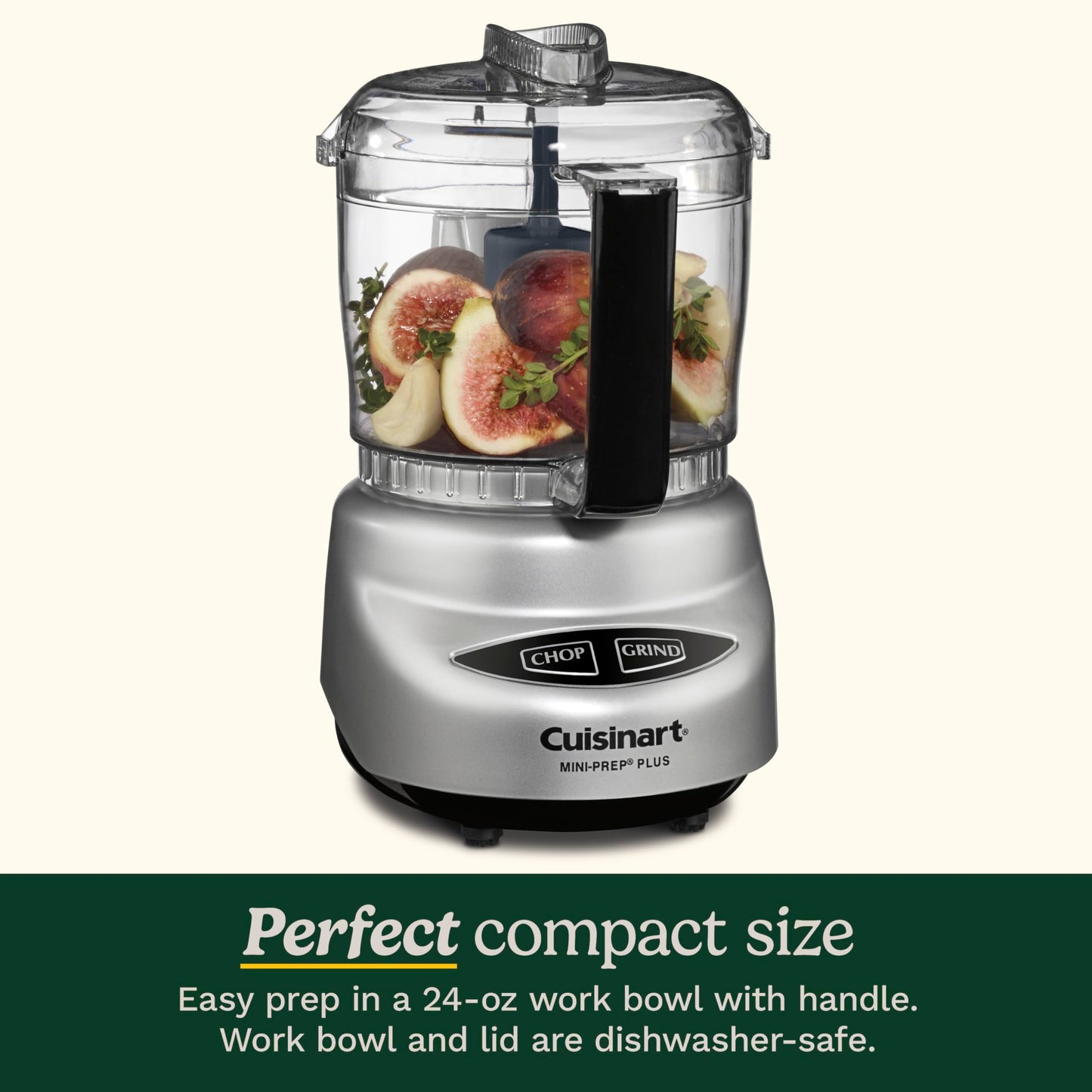 Cuisinart Mini-Prep Plus Food Processor, 24-Ounce Mini Food Processor to Chop Herbs, Vegetables, and Hard Cheese, 24-Ounce Work Bowl, Reversible Stainless Steel Blade, DLC-2ABC, Brushed Chrome/Nickel