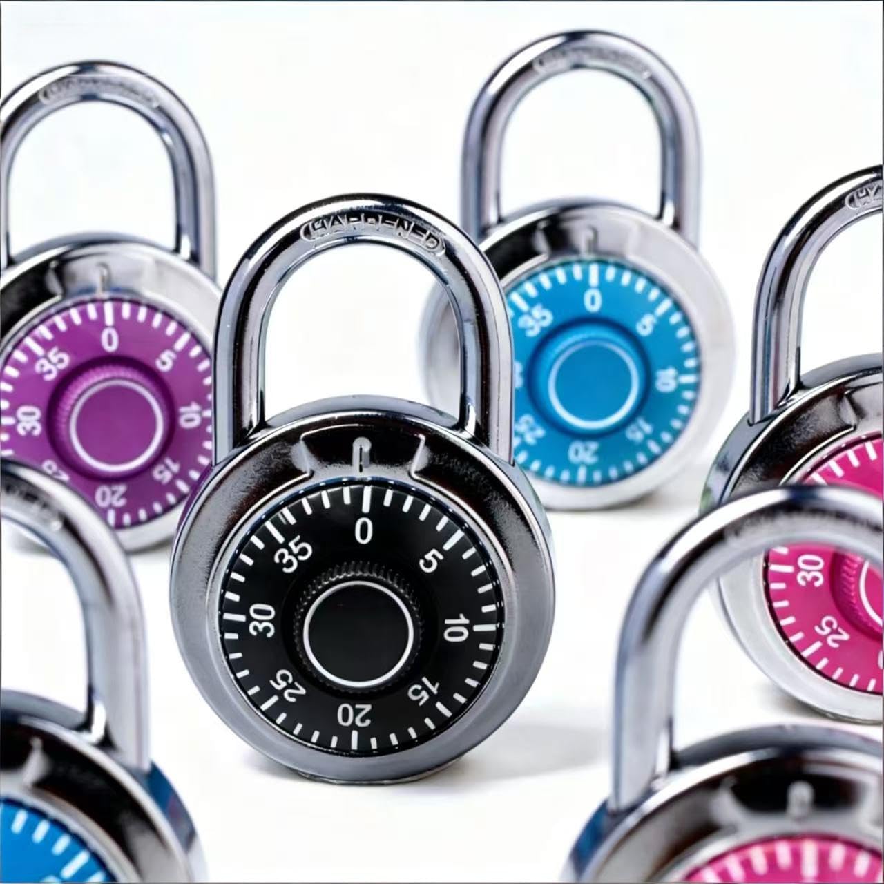 XanHen Combination Padlocks with Metal Body, Indoor Use for Gym Lockers & School Locker, Black, 8-Pack