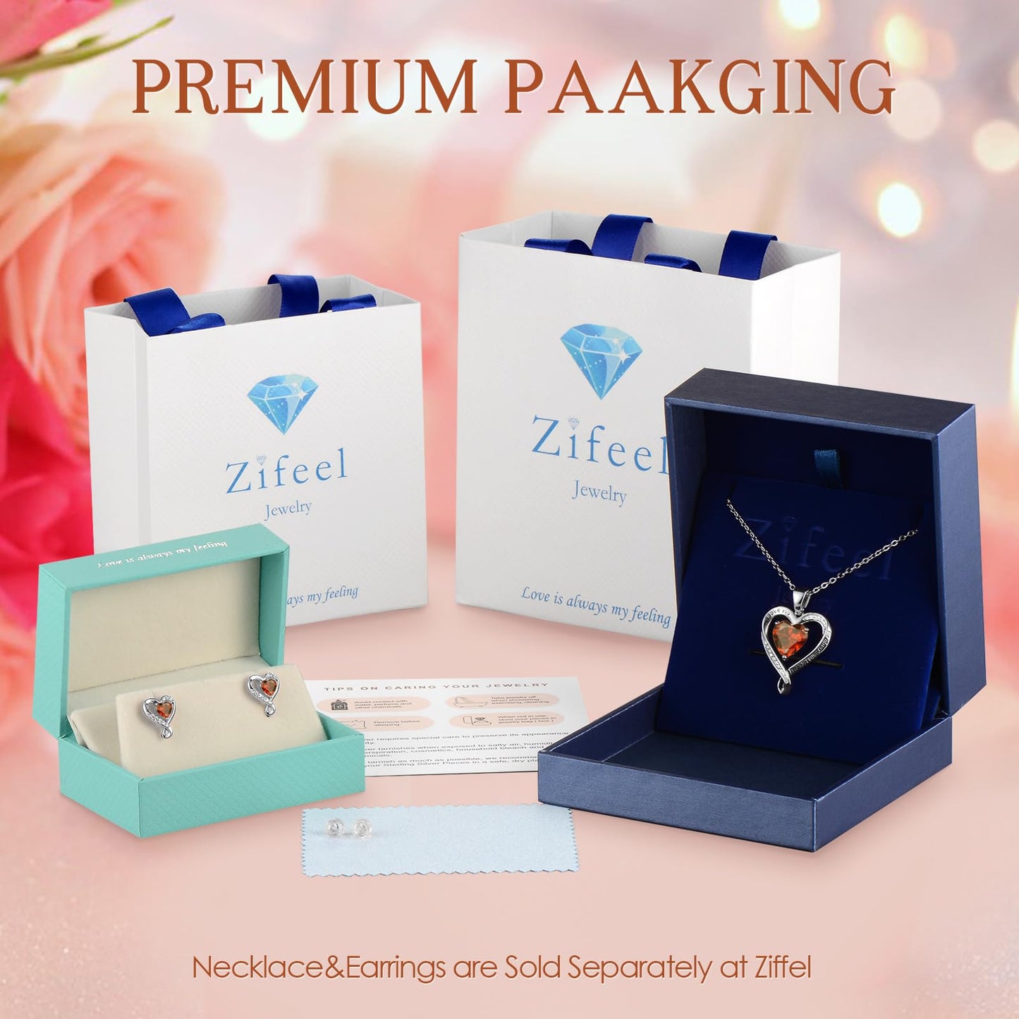 Zifeel Earrings for Women, 925 Sterling Silver Birthstone Heart Studs Earring for Girlfriend Wife, Anniversary Birthday Christmas Valentines Mother’s Day Gifts Jewelry for Women Wife Her Mom