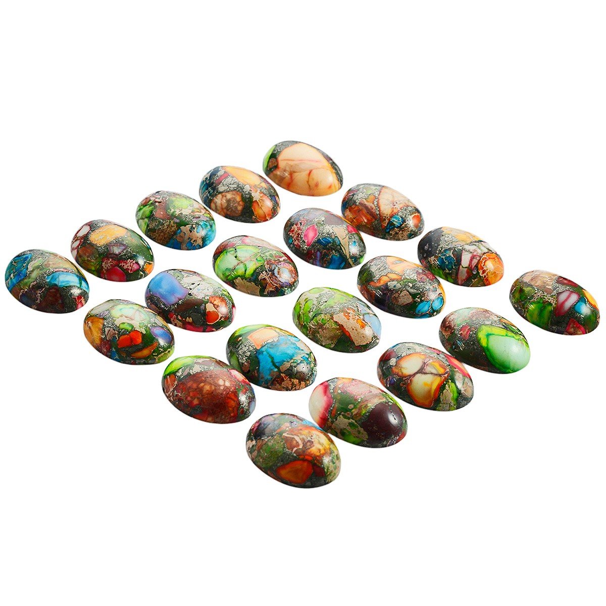 rockcloud 18x25mm Oval Cabochon Flatback Semi-precious Stones Sea Sediment Jasper for Jewelry Making Pack of 5