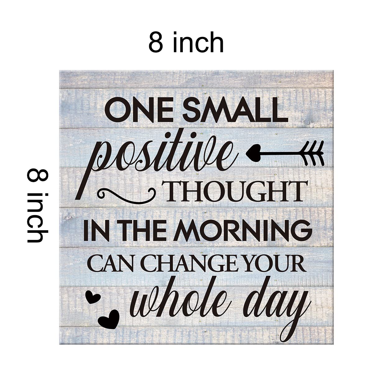 Inspirational Farmhouse Canvas Print Wall Art Decor One Small Positive Thought in the Morning Can Change Your Whole Day Sign Painting Plaque Rustic Home Decoration (8 X 8 Inches, Framed)