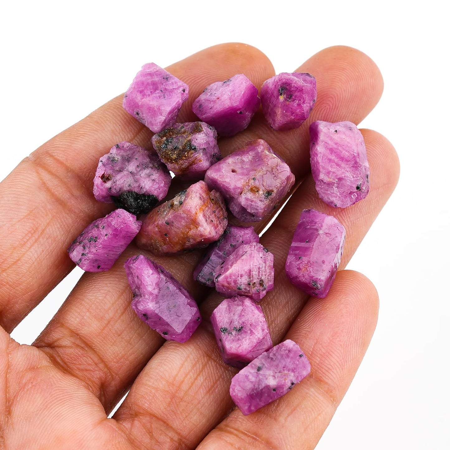 GEMKORA 50 carats. Natural Ruby Stone, Birthstone, Raw Crystals, Jewelry Making Rough Supply, Wholesale Bulk Gemstones (4 to 5pcs.) (10-15mm Size.)