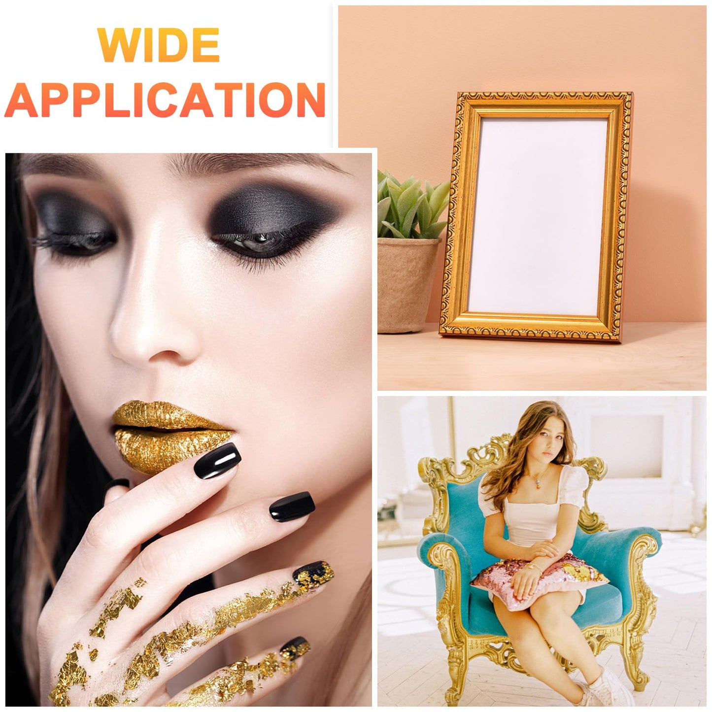 uxcell 200pcs Leaf Sheets, 3.5" x 3.5" Foil Sheets Paper Sheets for DIY Crafts Painting Nails Resin Furniture Decoration(Champagne Gold)