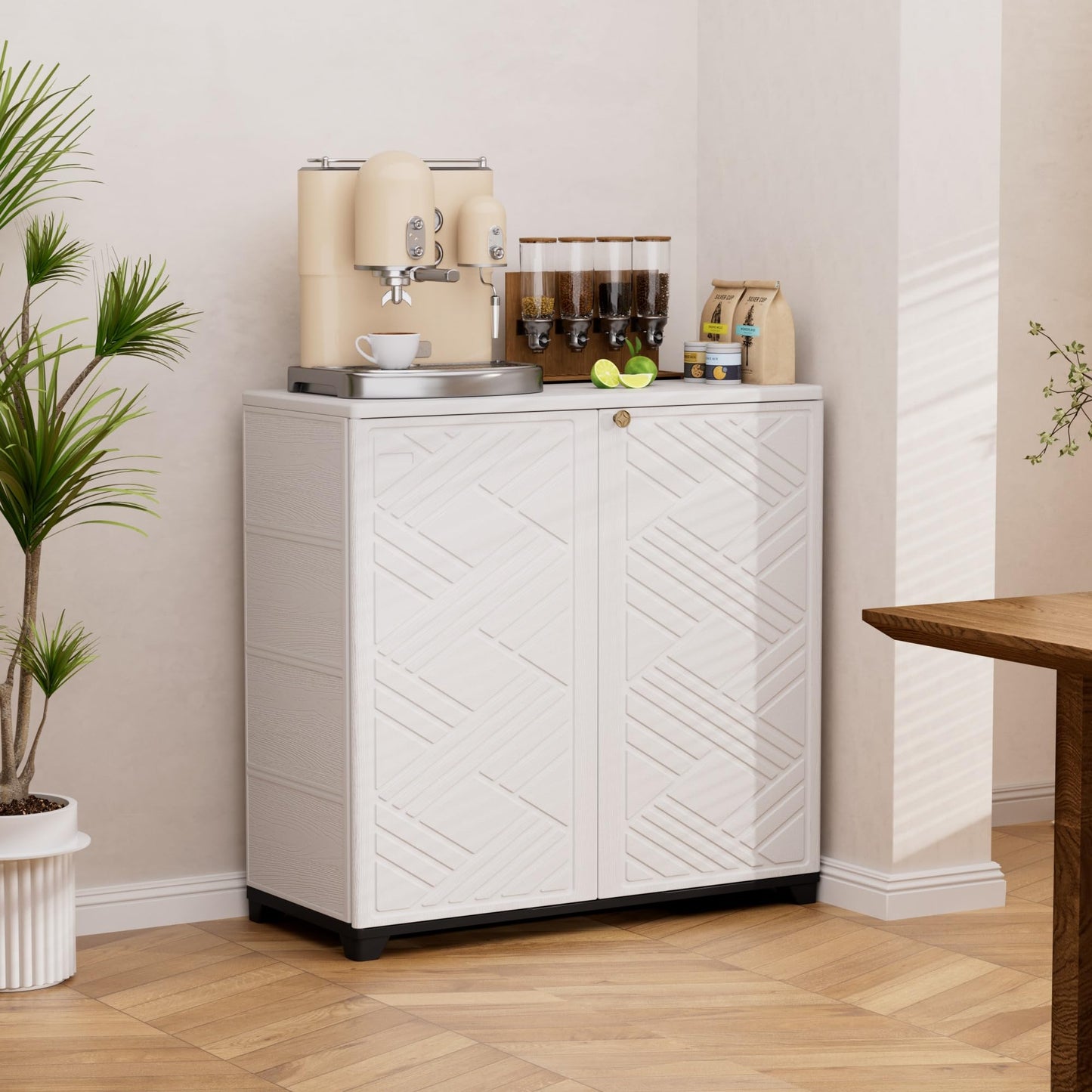 Mrosaa Storage Box Outdoor Caninet,Resin Indoor Storage Box Waterproof,Outdoor Storage Cabinets for Patio/Garden/Backyard(with 1 Shelf)-White