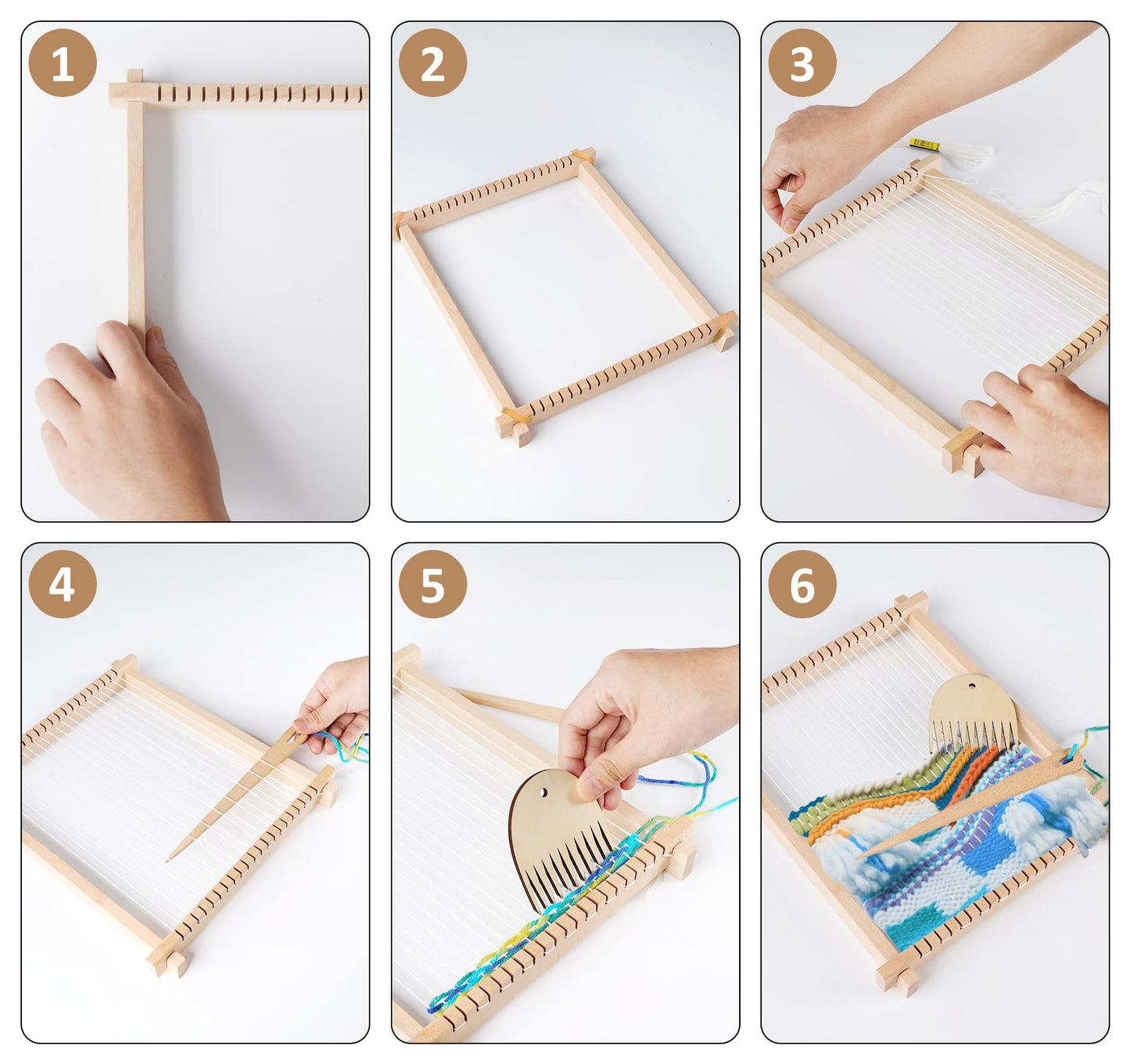 adorbox Weaving Loom, Wooden Weaving Loom for Kids Adults, 9x11inch Handmade Knitting Loom for Beginners Adults Kids with Yarn Rods Combs Shuttles Rubber Bands and Instructions