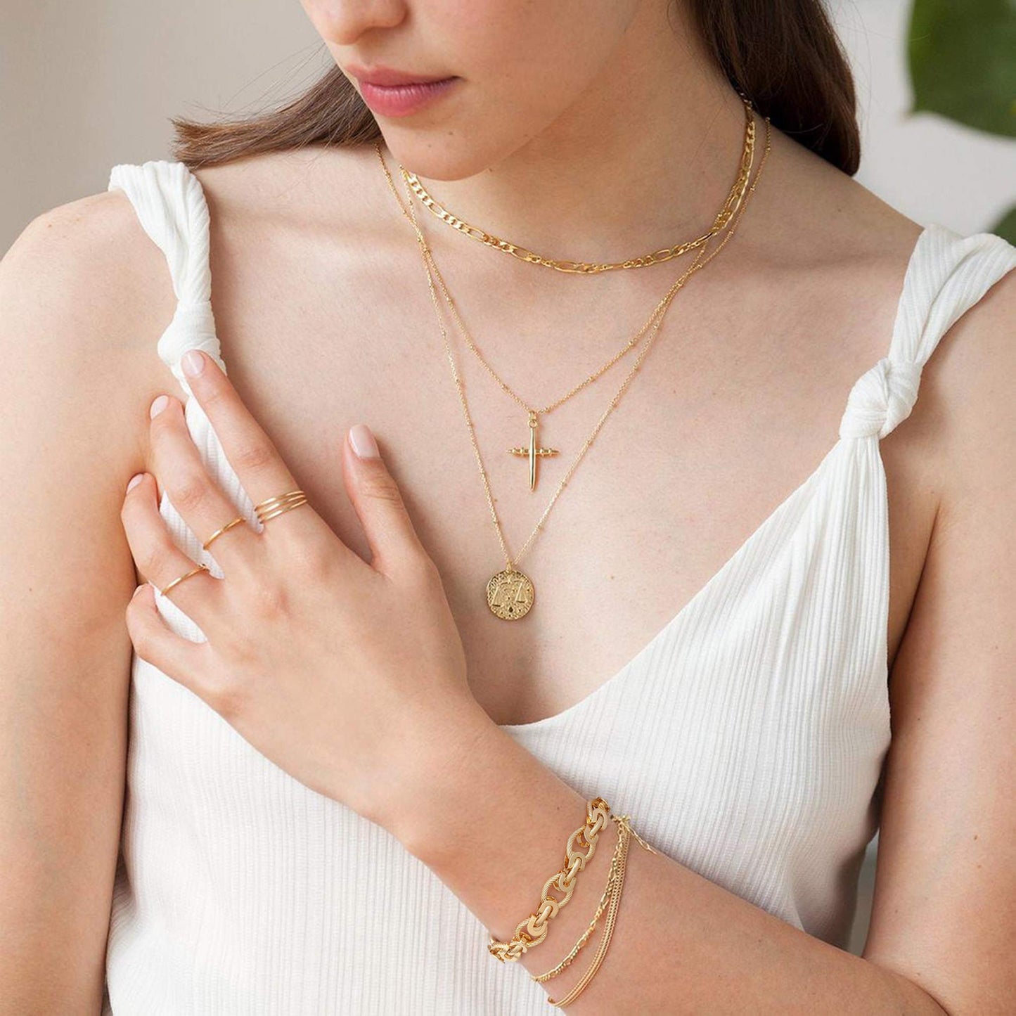 SOFYBJA 18k Gold Plated Personalized Chunky Cuban Oval Link Chain Bracelets for Women Rope Bracelet Handmade Jewelry for Women