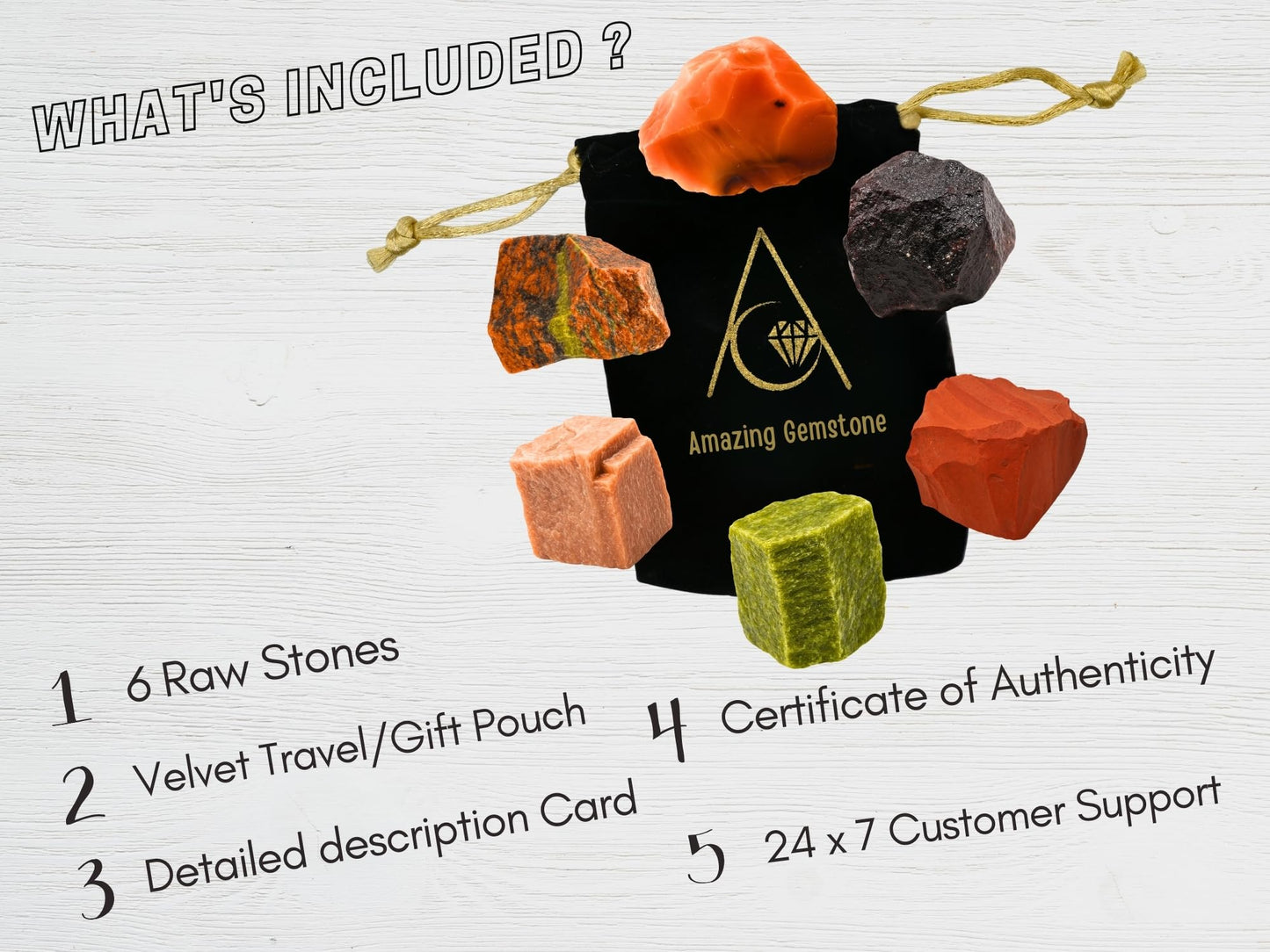 Amazing Gemstone Crystals for Fertility Manifestation, Set of 6 Carnelian, Unakite, Peach Moonstone, Garnet, Red Jasper and Vesuvianite Healing Crystals and Stones