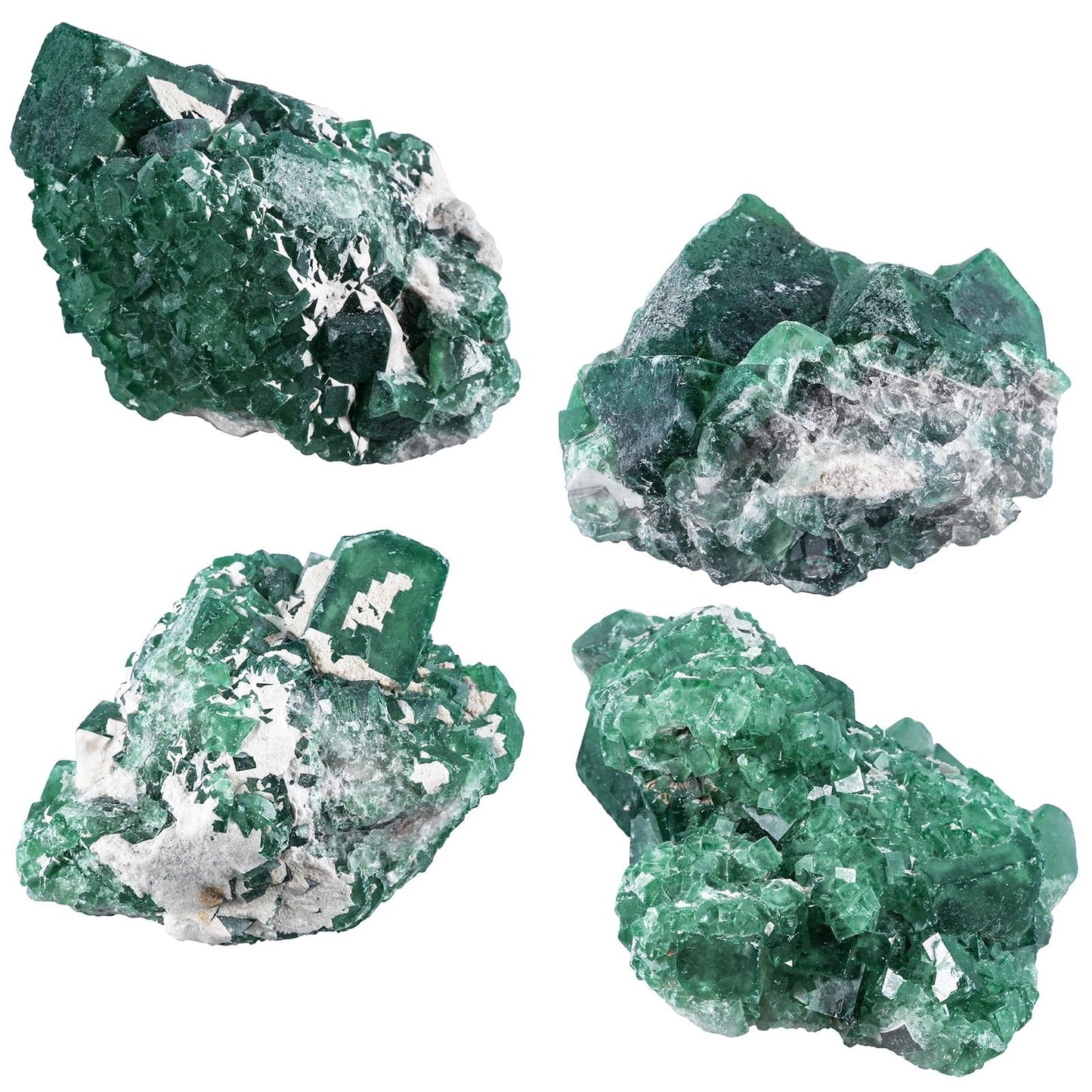 Sportmusies Natural Green Fluorite Crystal Cluster Mineral Specimen Decoration for Home Office, Raw Stone for Healing Meditation Yoga, 1.77-4.72 inches