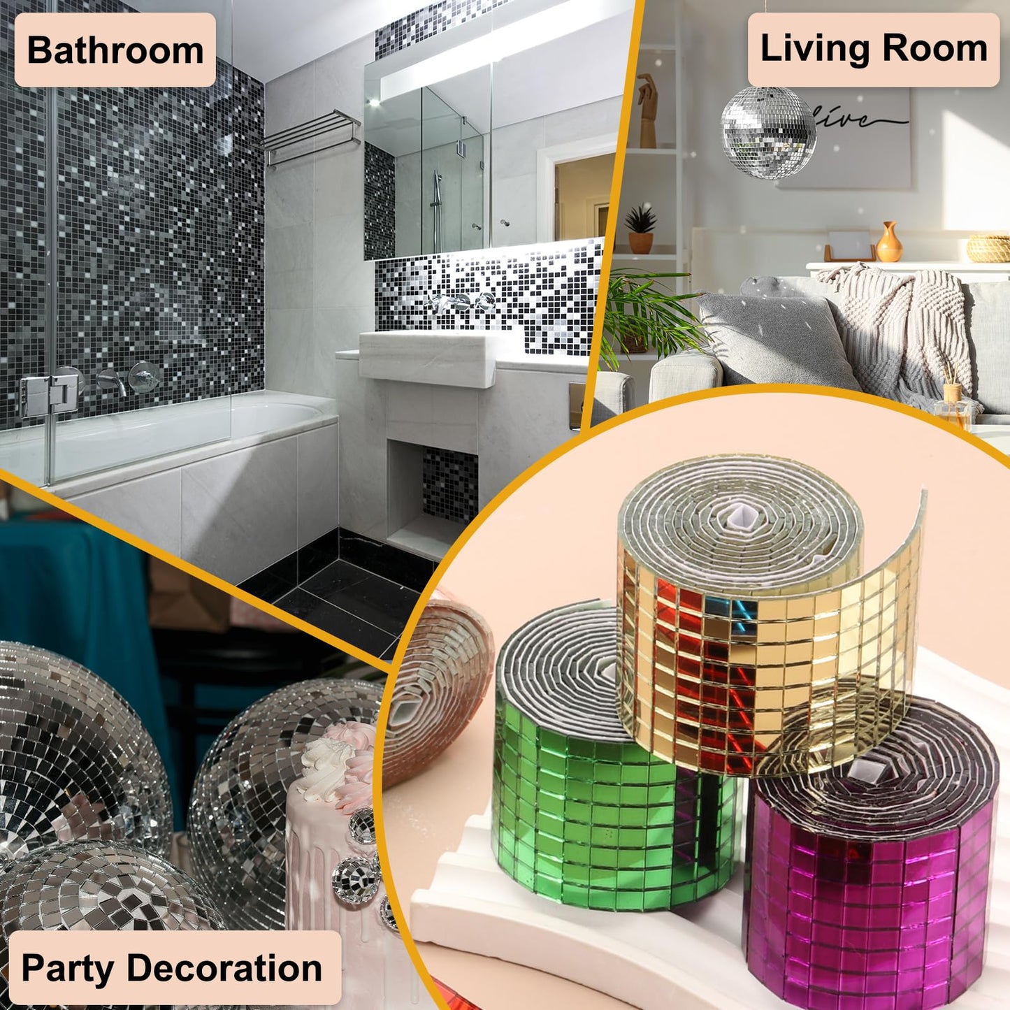 PATIKIL 5x5mm Self Adhesive Mirrors Mosaic Tiles, 3840 Pcs Square Mini Glass Mosaic Disco Tile Sticker for DIY Craft Disco Ball Party Decoration, Green